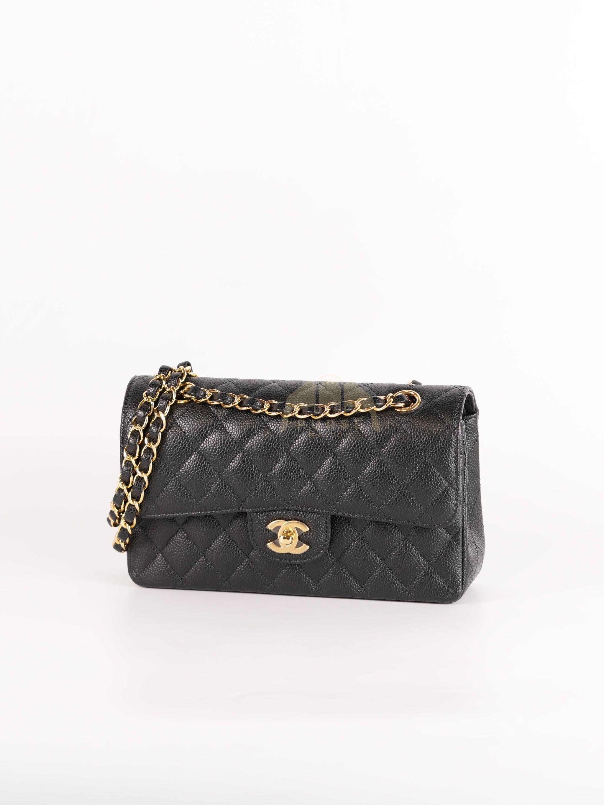 Classic Double Flap Small in Black Quilted Caviar Leather and Gold Hardware Series 29 | Purse Maison Luxury Bags Shop