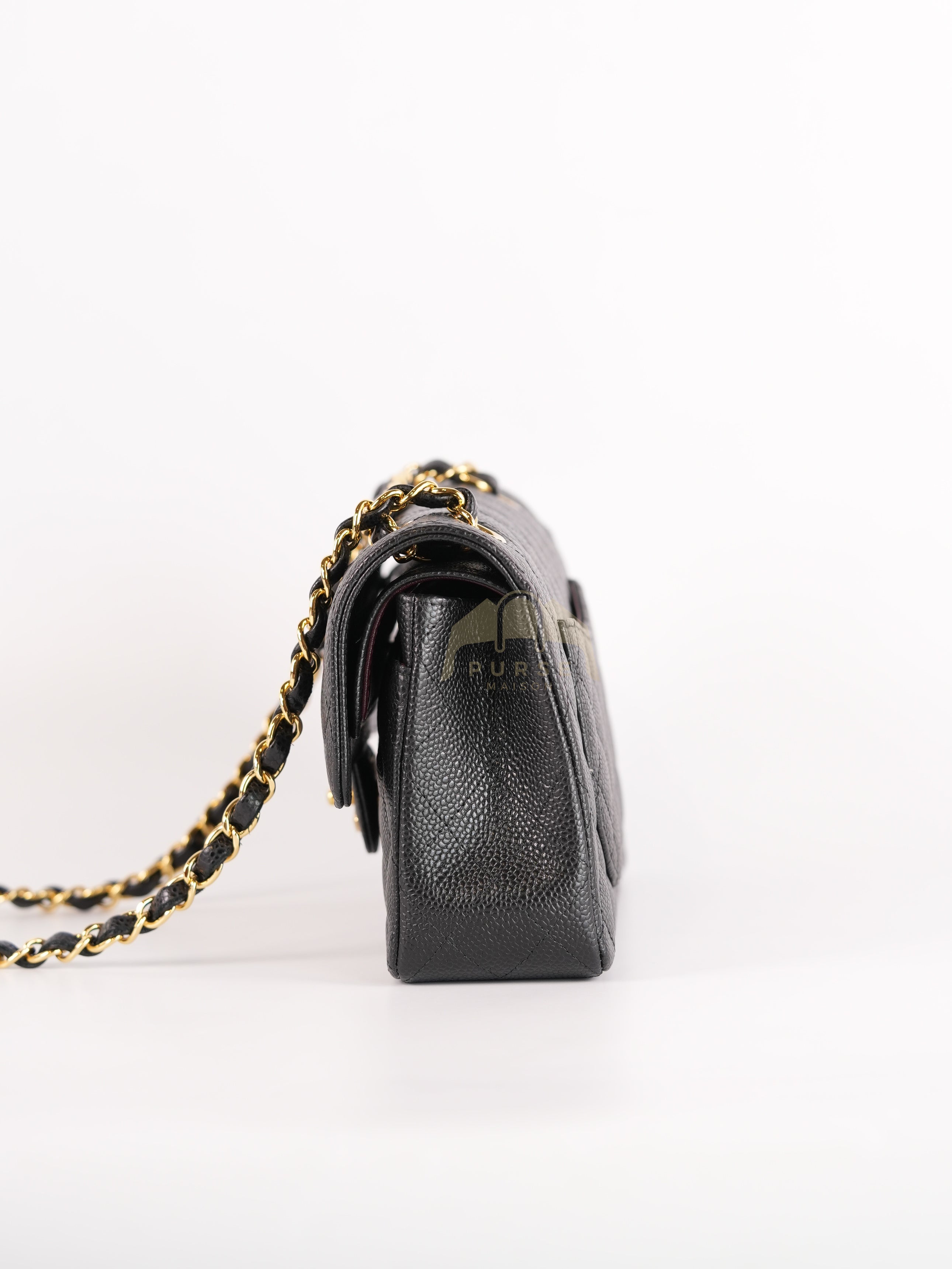 Classic Double Flap Small in Black Quilted Caviar Leather and Gold Hardware Series 29 | Purse Maison Luxury Bags Shop