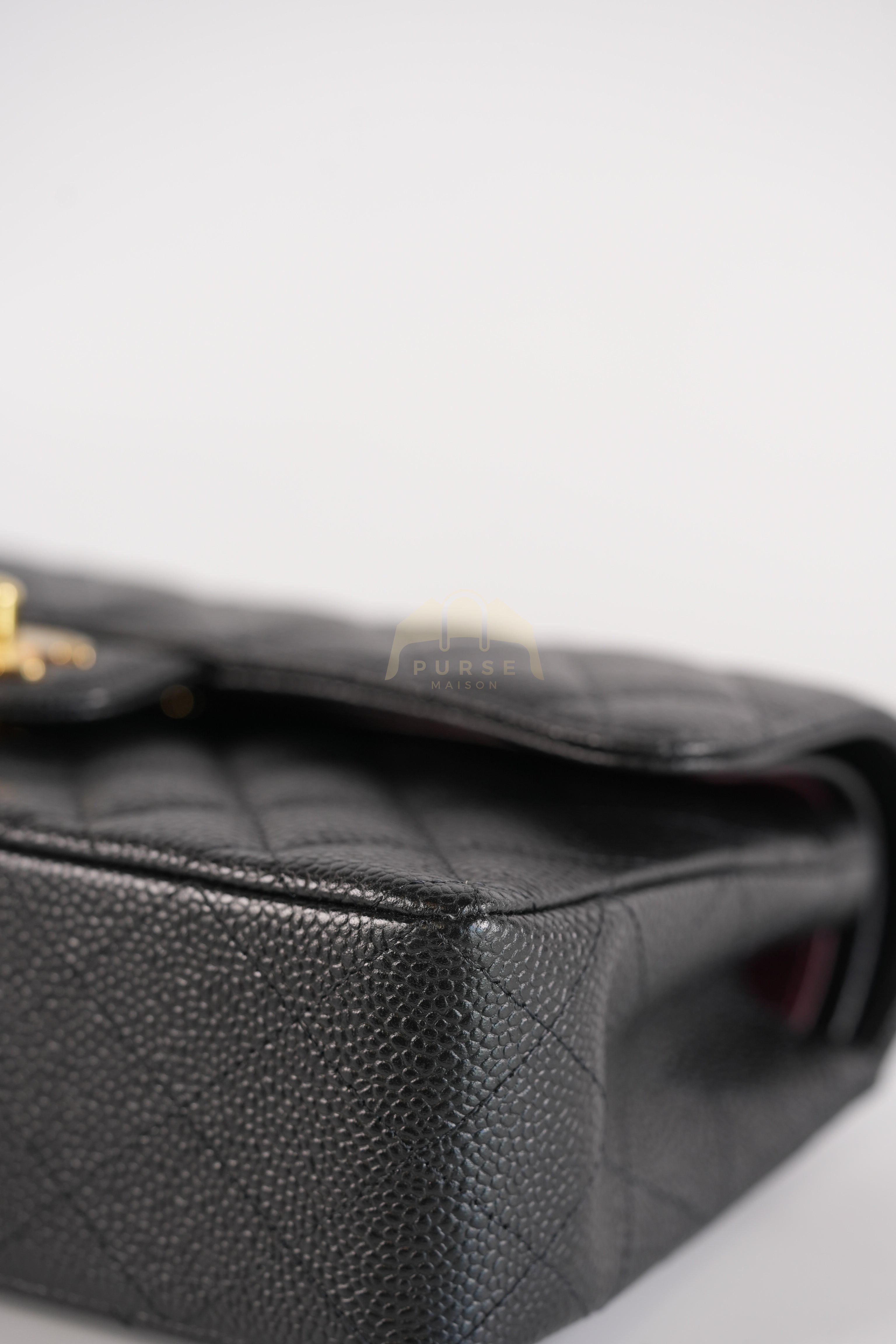 Classic Double Flap Small in Black Quilted Caviar Leather and Gold Hardware Series 29 | Purse Maison Luxury Bags Shop