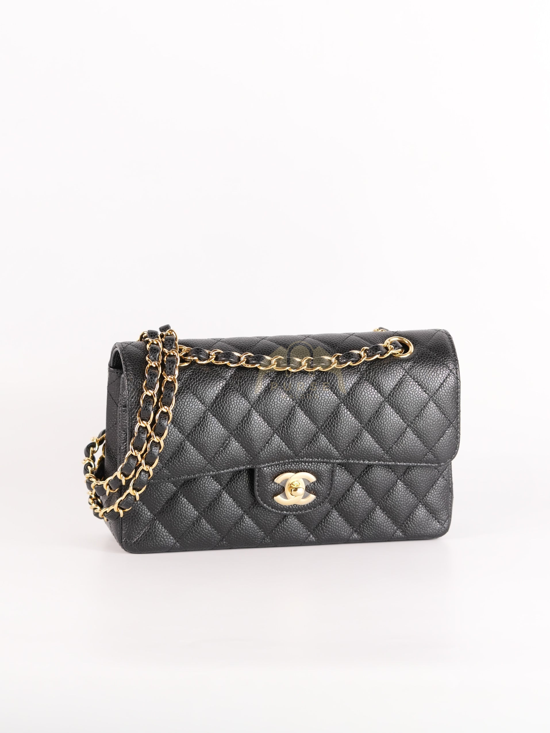Classic Double Flap Small in Black Quilted Caviar Leather and Gold Hardware Series 29 | Purse Maison Luxury Bags Shop