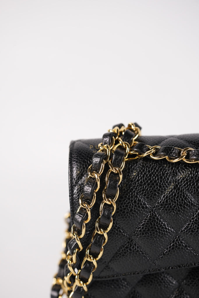 Classic Double Flap Small in Black Quilted Caviar Leather & Gold Hardware Microchip | Purse Maison Luxury Bags Shop