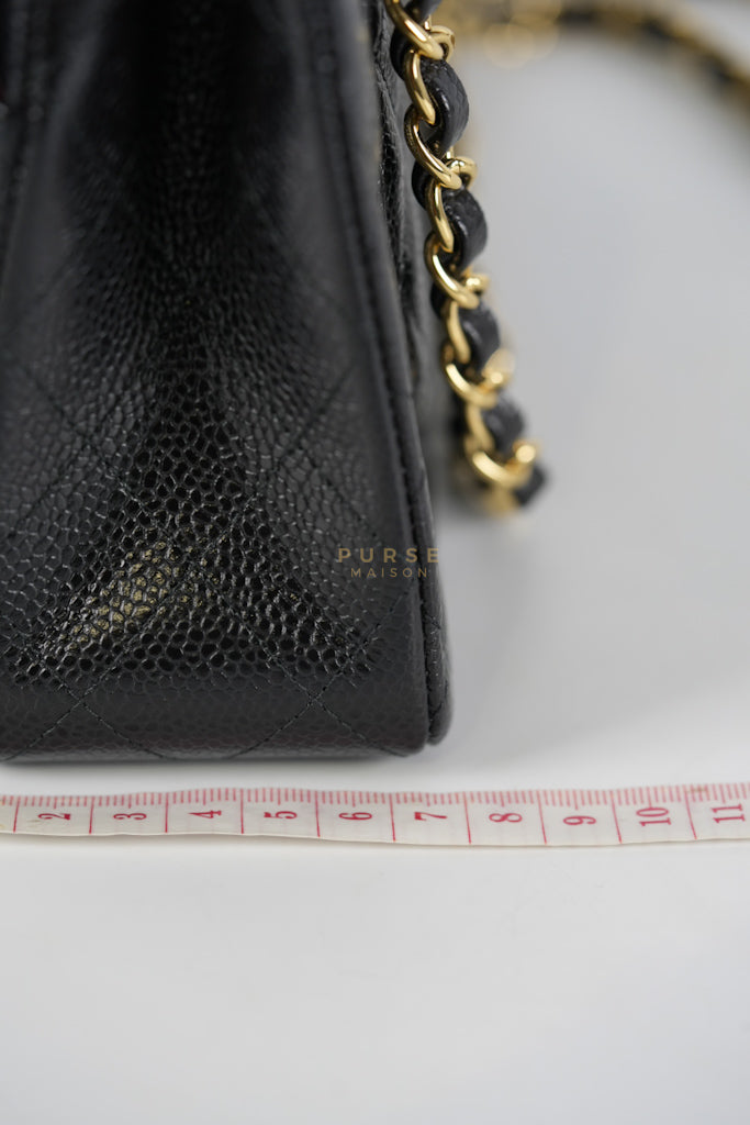 Classic Double Flap Small in Black Quilted Caviar Leather & Gold Hardware Microchip | Purse Maison Luxury Bags Shop