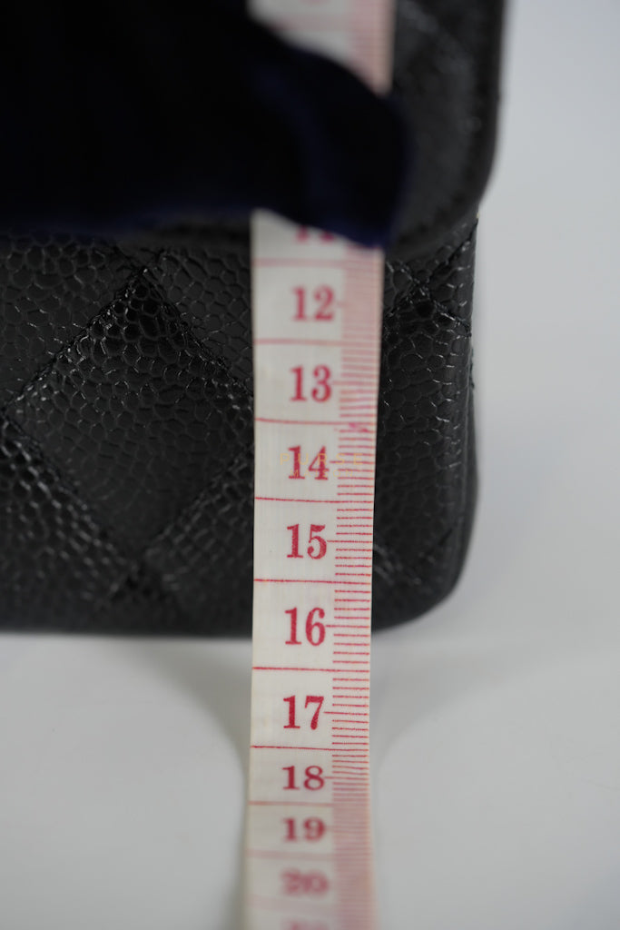 Classic Double Flap Small in Black Quilted Caviar Leather & Gold Hardware Microchip | Purse Maison Luxury Bags Shop