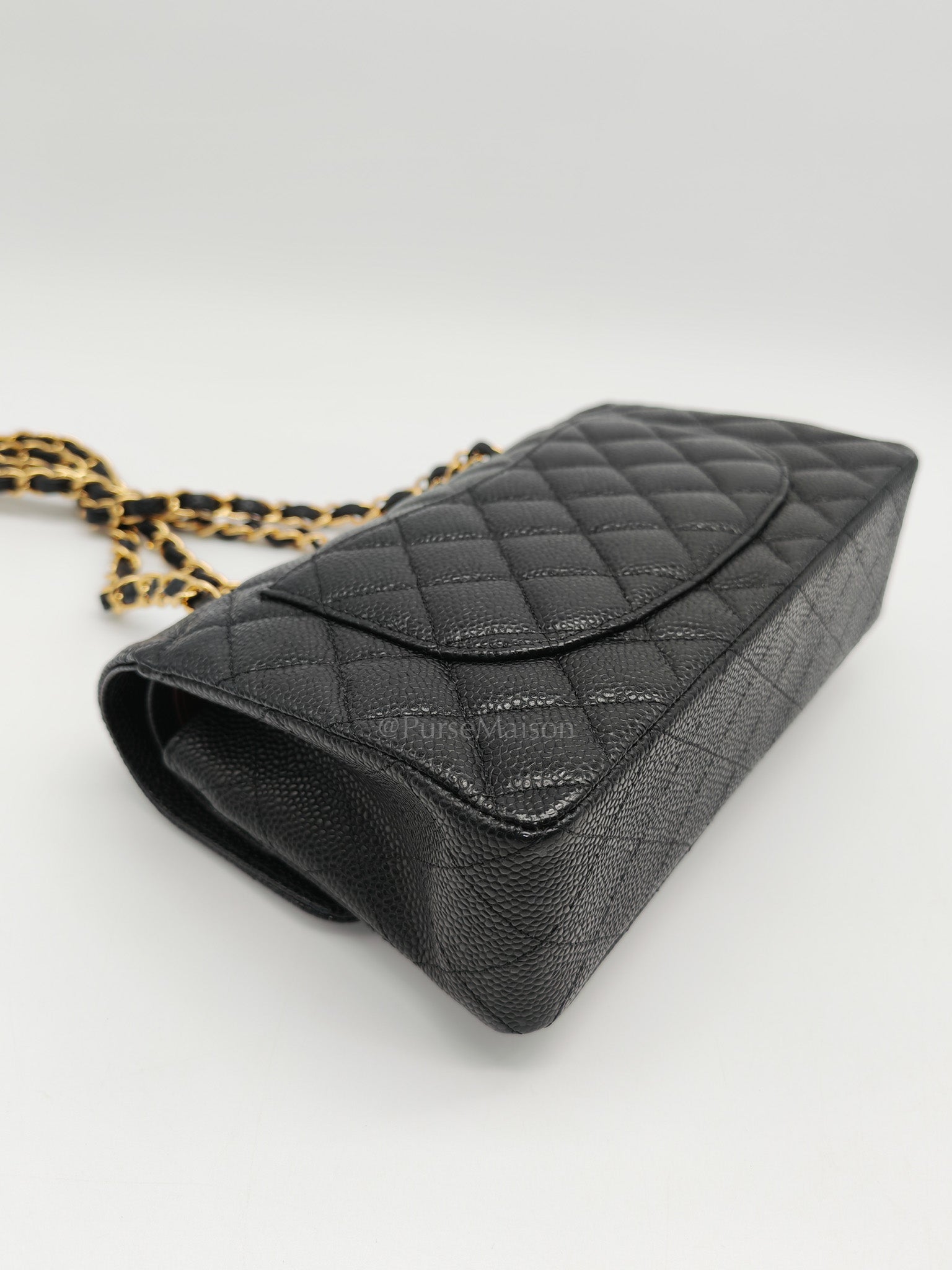 Classic Double Flap Small in Black Quilted Caviar Leather & Gold Hardware Series 30 | Purse Maison Luxury Bags Shop