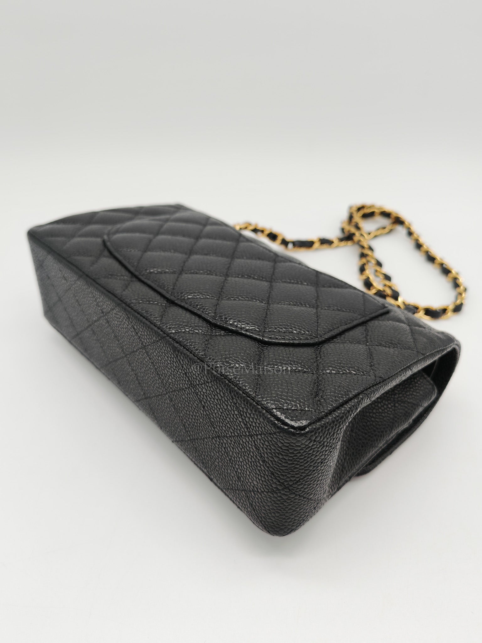 Classic Double Flap Small in Black Quilted Caviar Leather & Gold Hardware Series 30 | Purse Maison Luxury Bags Shop
