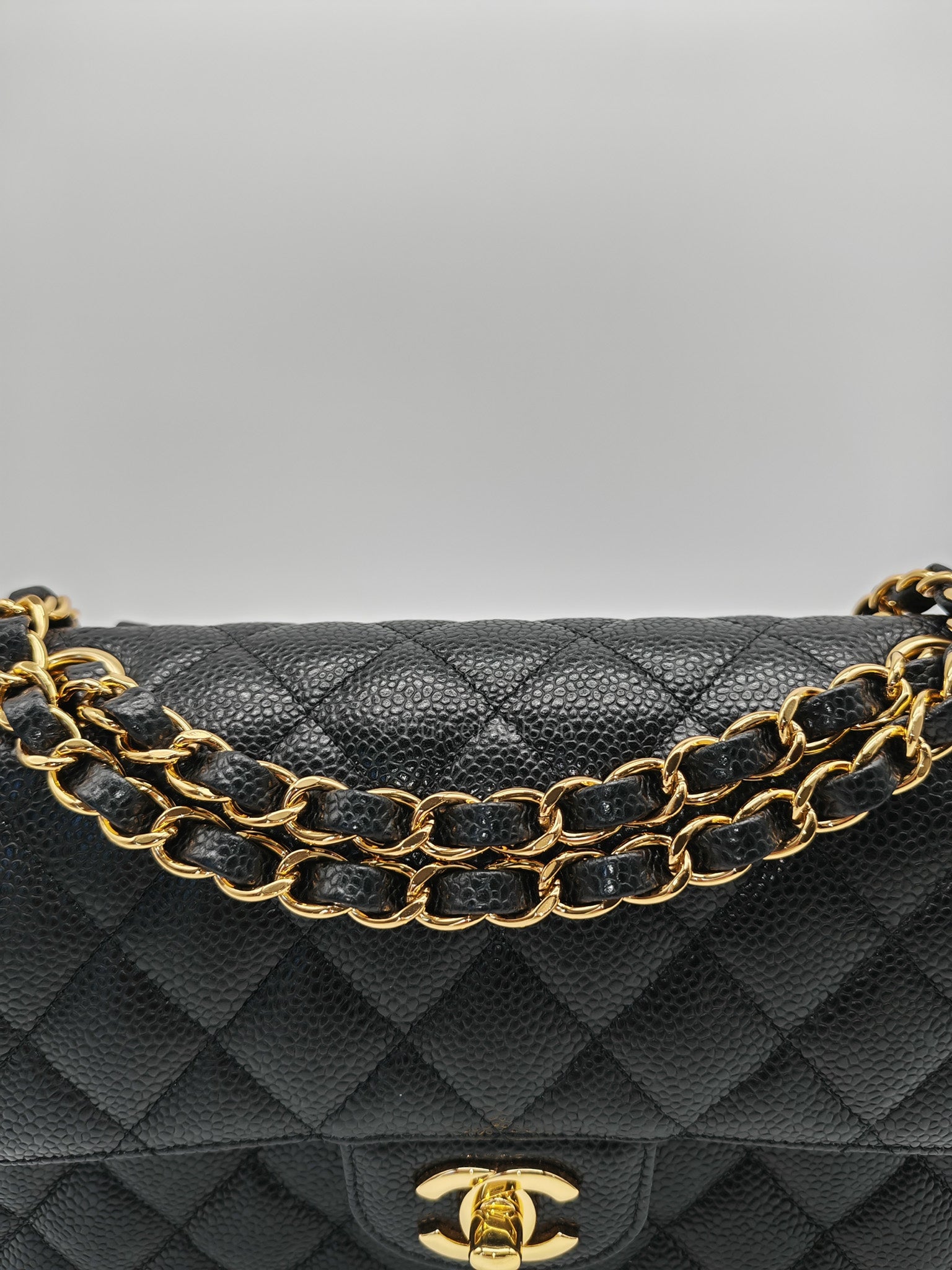 Classic Double Flap Small in Black Quilted Caviar Leather & Gold Hardware Series 30 | Purse Maison Luxury Bags Shop