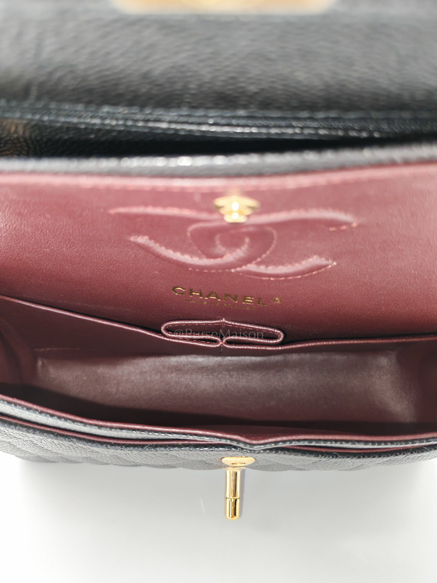Classic Double Flap Small in Black Quilted Caviar Leather & Gold Hardware Series 30 | Purse Maison Luxury Bags Shop