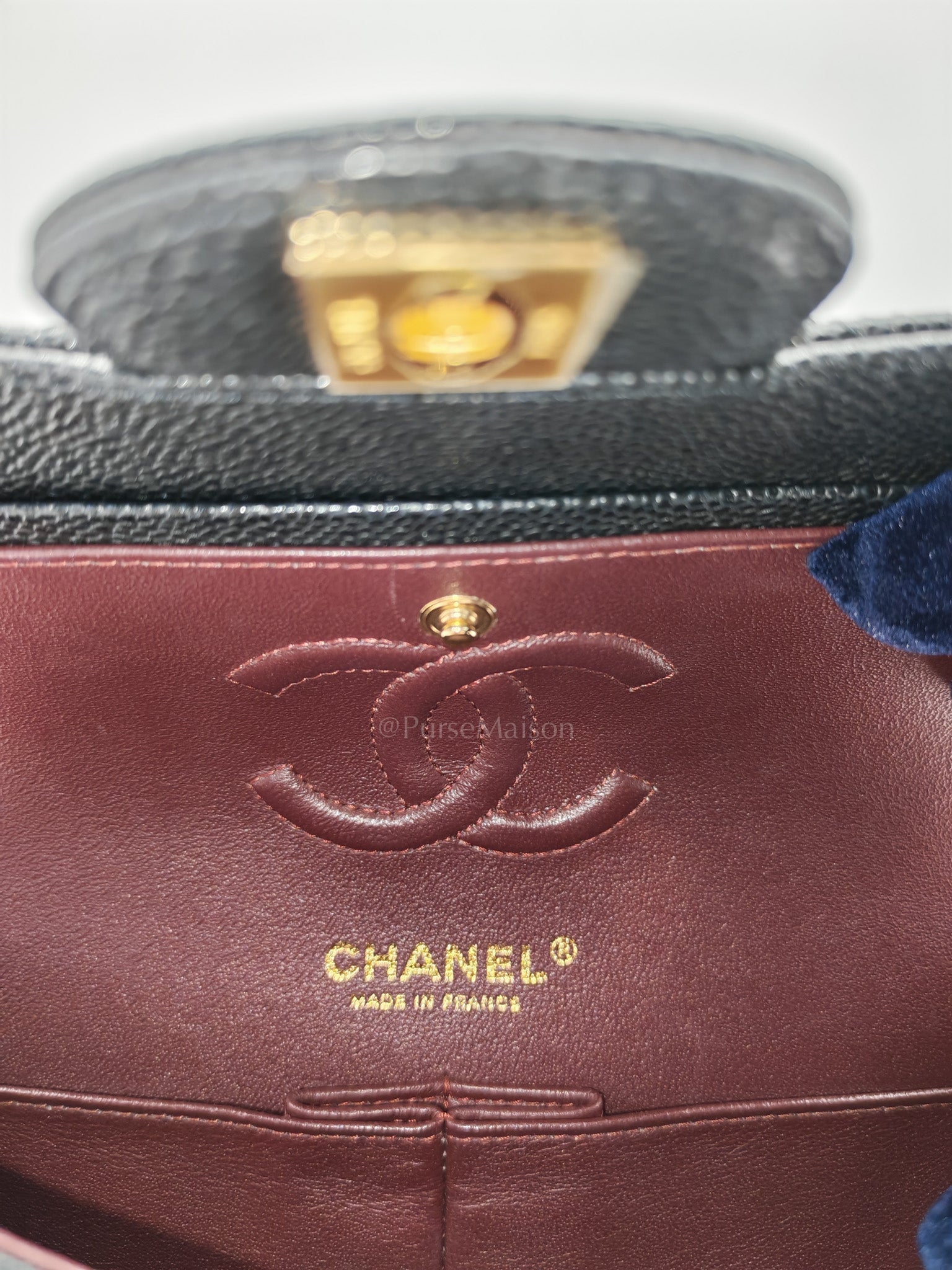 Classic Double Flap Small in Black Quilted Caviar Leather & Gold Hardware Series 30 | Purse Maison Luxury Bags Shop