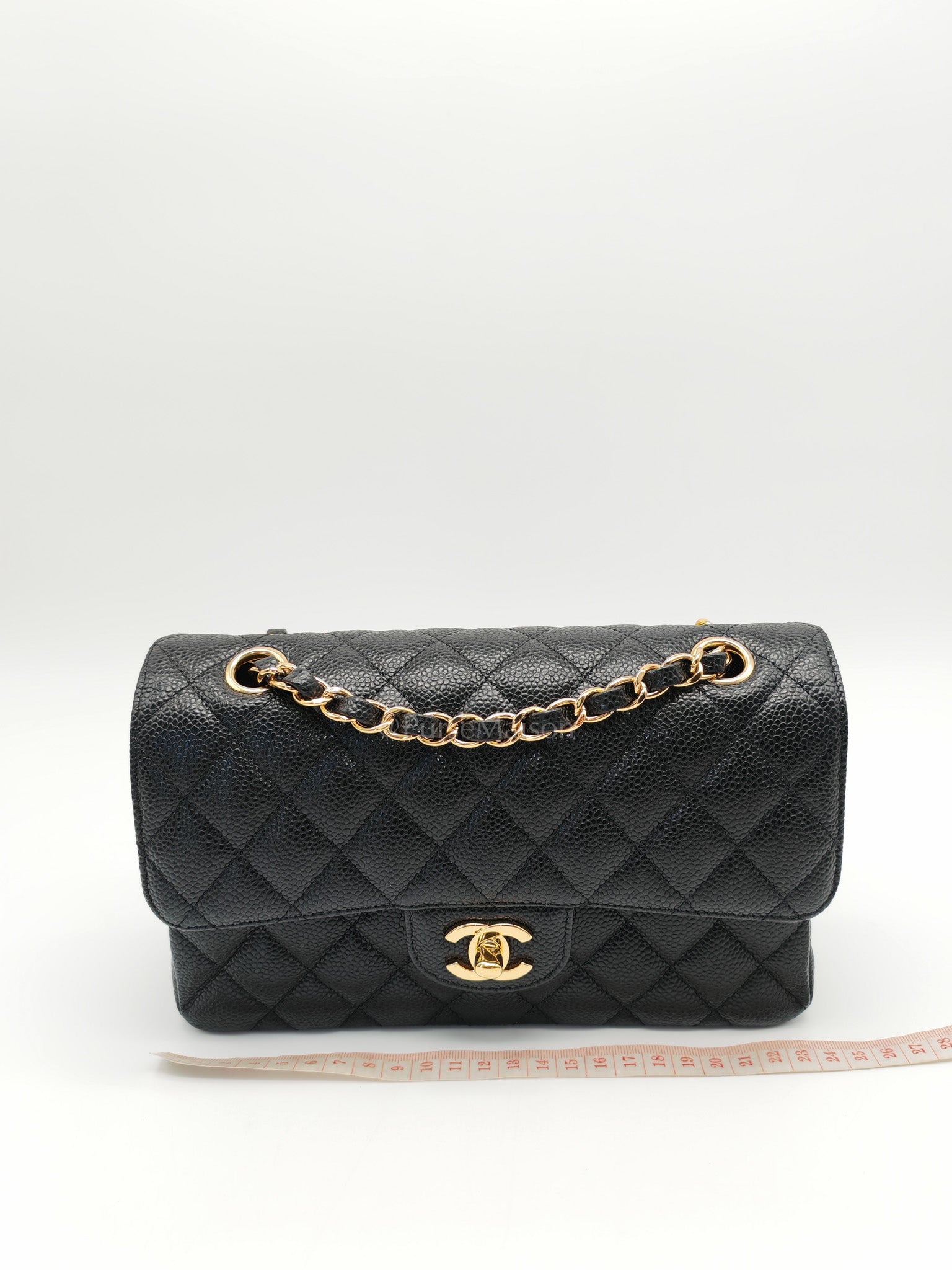 Classic Double Flap Small in Black Quilted Caviar Leather & Gold Hardware Series 30 | Purse Maison Luxury Bags Shop