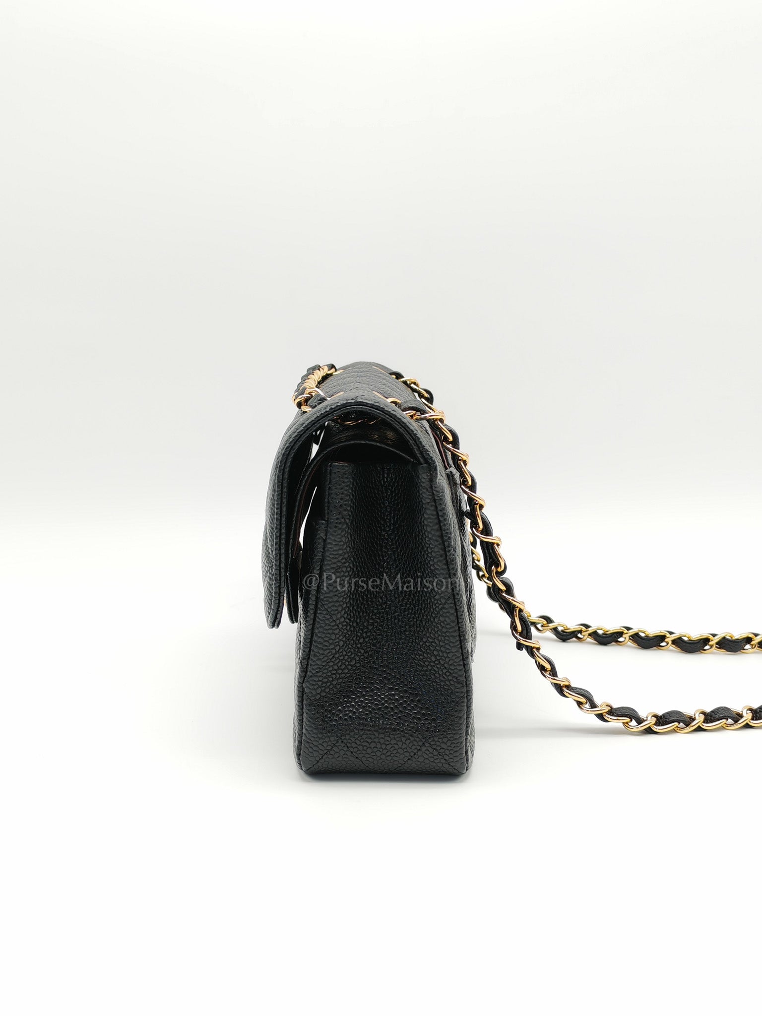 Classic Double Flap Small in Black Quilted Caviar Leather & Gold Hardware Series 30 | Purse Maison Luxury Bags Shop