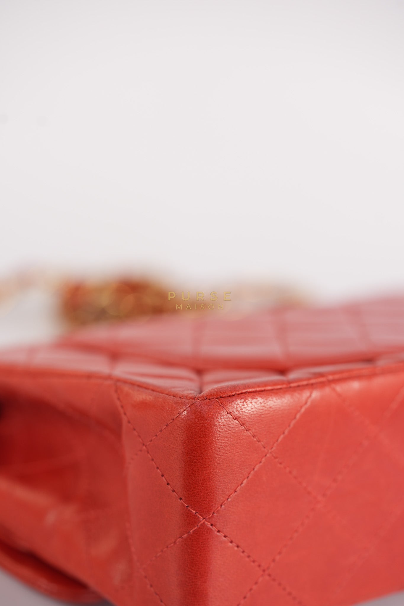 Classic Double Flap Small Vintage in Red Lambskin Leather and 24k Gold Hardware Series 6 | Purse Maison Luxury Bags Shop