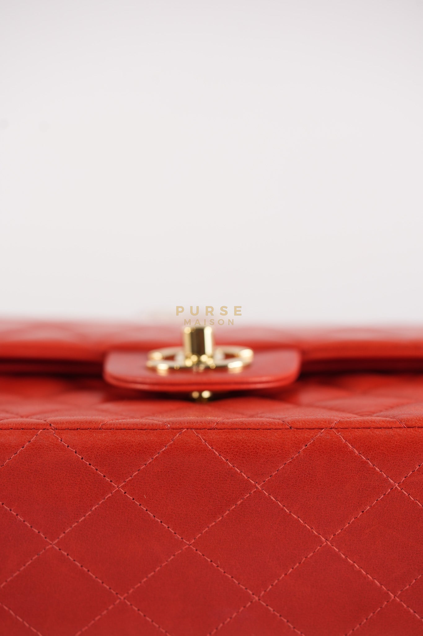 Classic Double Flap Small Vintage in Red Lambskin Leather and 24k Gold Hardware Series 6 | Purse Maison Luxury Bags Shop