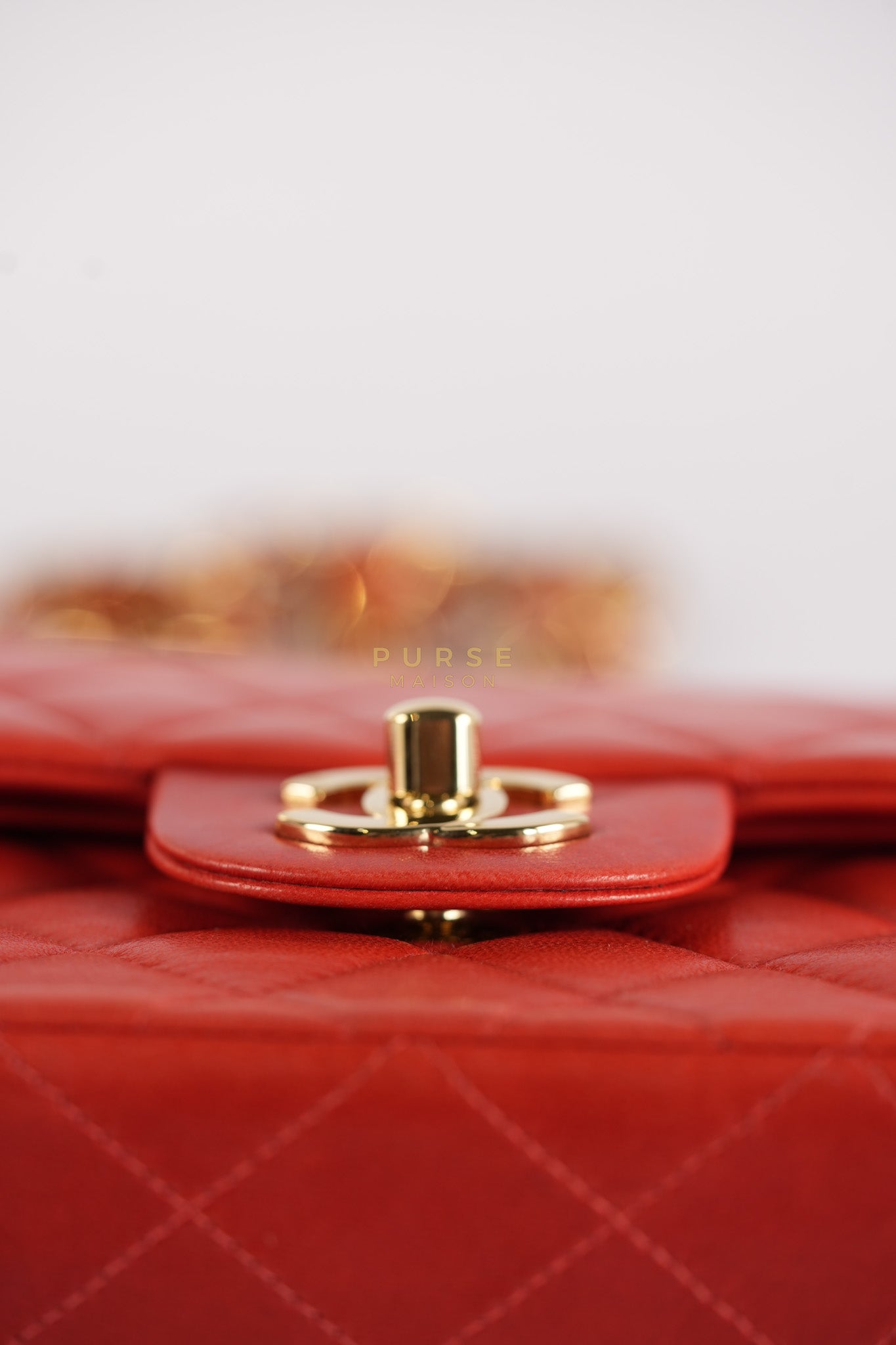 Classic Double Flap Small Vintage in Red Lambskin Leather and 24k Gold Hardware Series 6 | Purse Maison Luxury Bags Shop