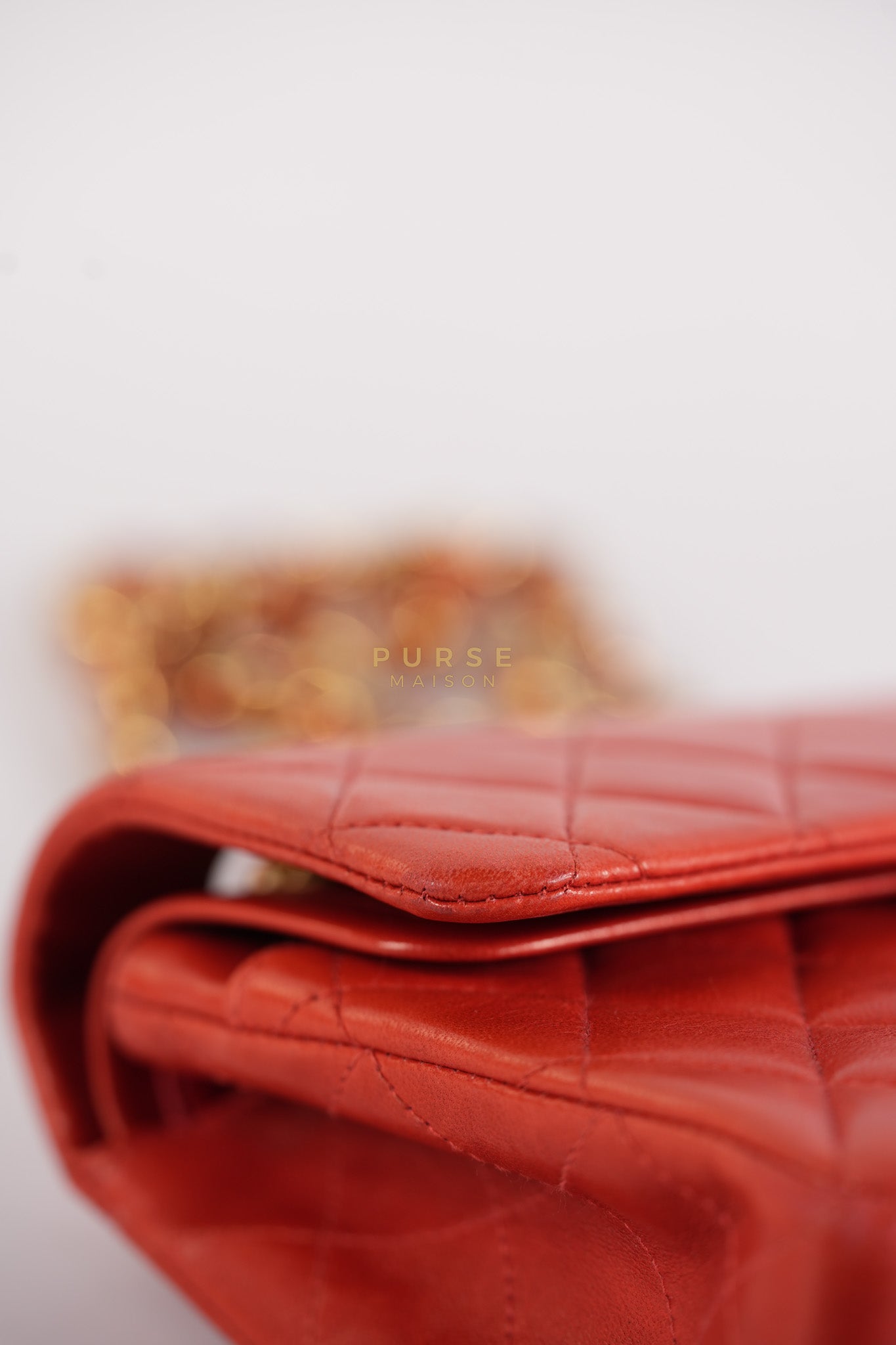 Classic Double Flap Small Vintage in Red Lambskin Leather and 24k Gold Hardware Series 6 | Purse Maison Luxury Bags Shop