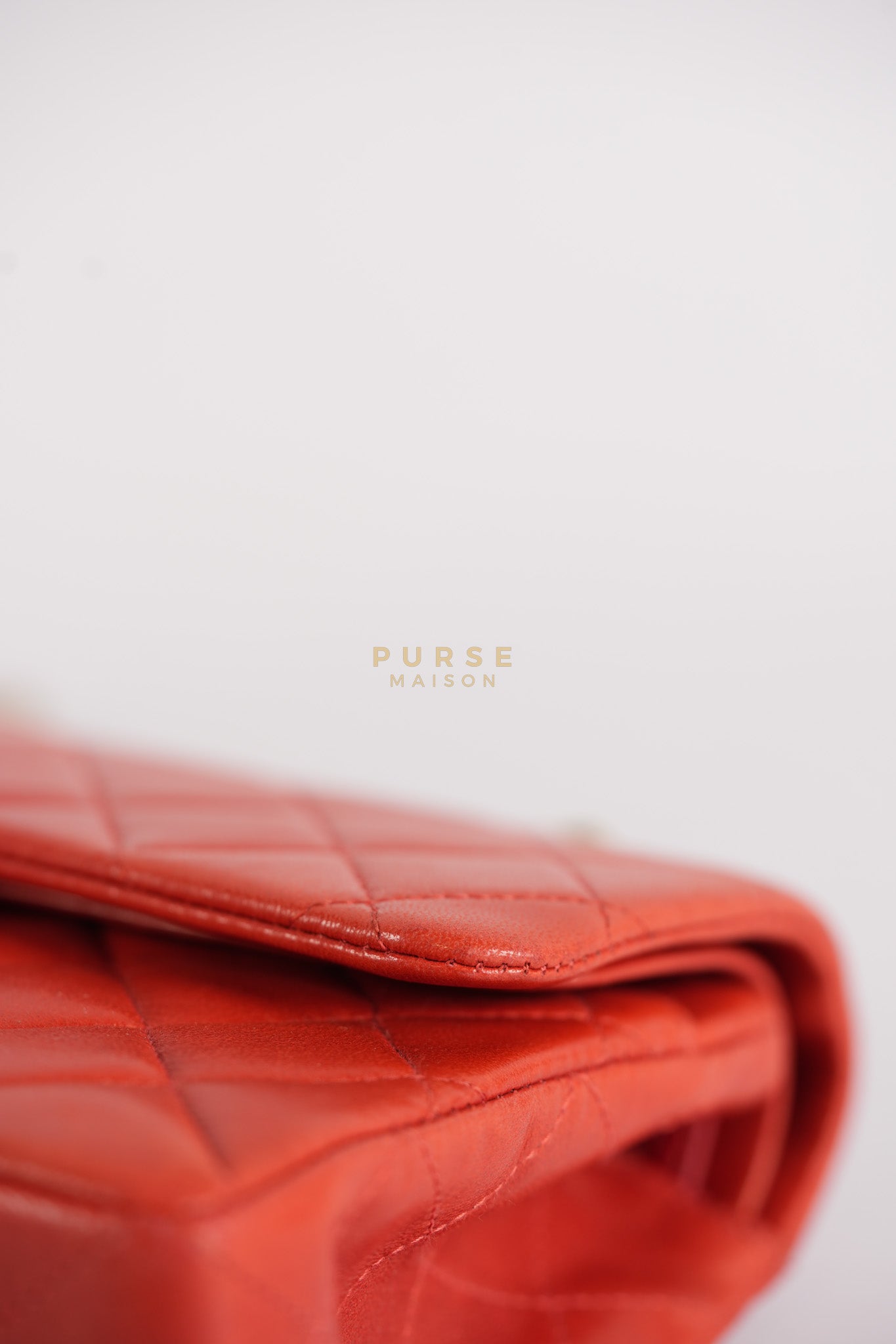 Classic Double Flap Small Vintage in Red Lambskin Leather and 24k Gold Hardware Series 6 | Purse Maison Luxury Bags Shop