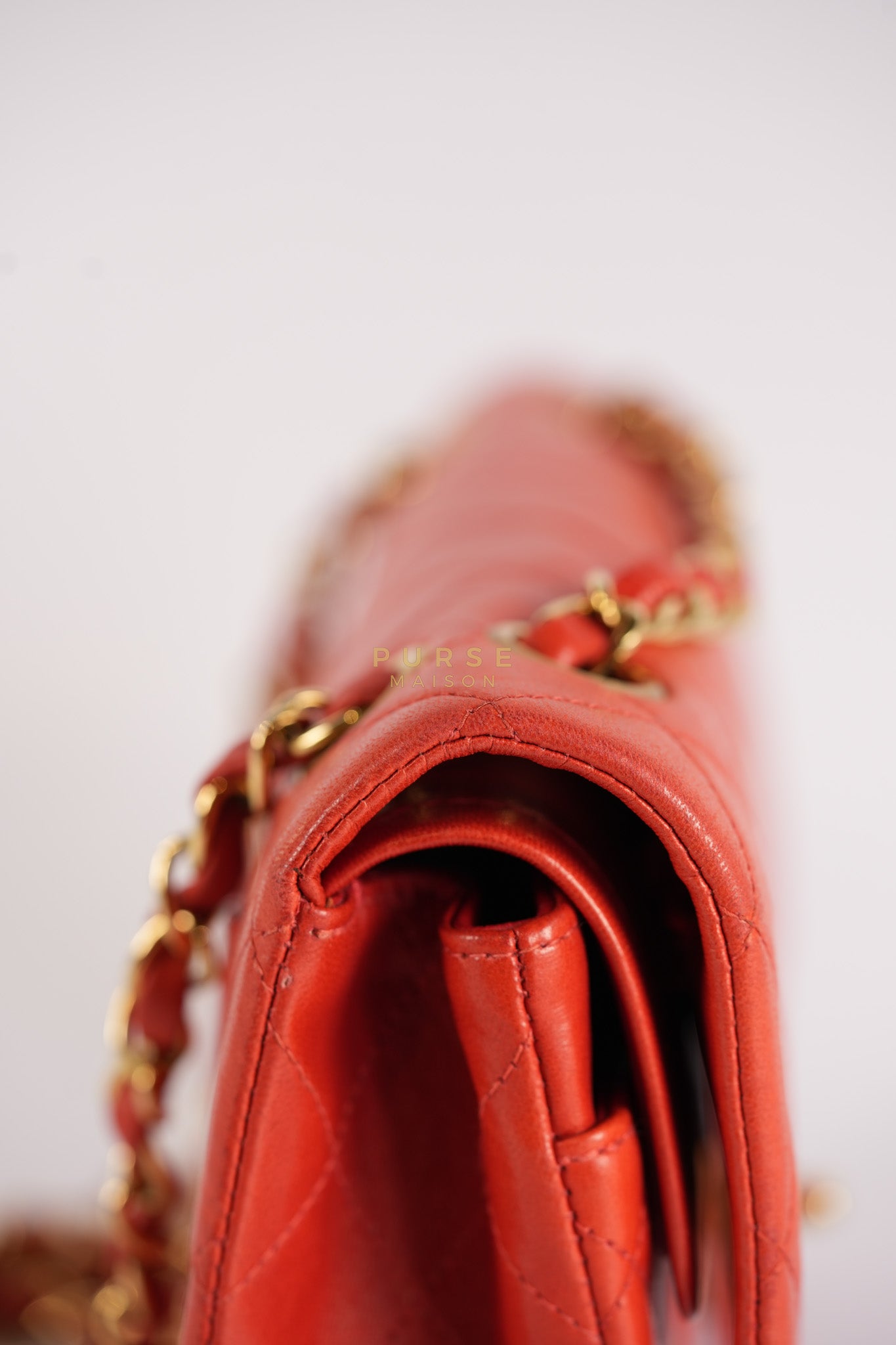 Classic Double Flap Small Vintage in Red Lambskin Leather and 24k Gold Hardware Series 6 | Purse Maison Luxury Bags Shop