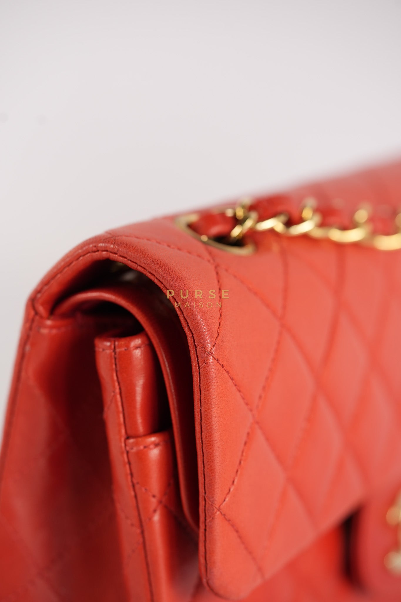 Classic Double Flap Small Vintage in Red Lambskin Leather and 24k Gold Hardware Series 6 | Purse Maison Luxury Bags Shop