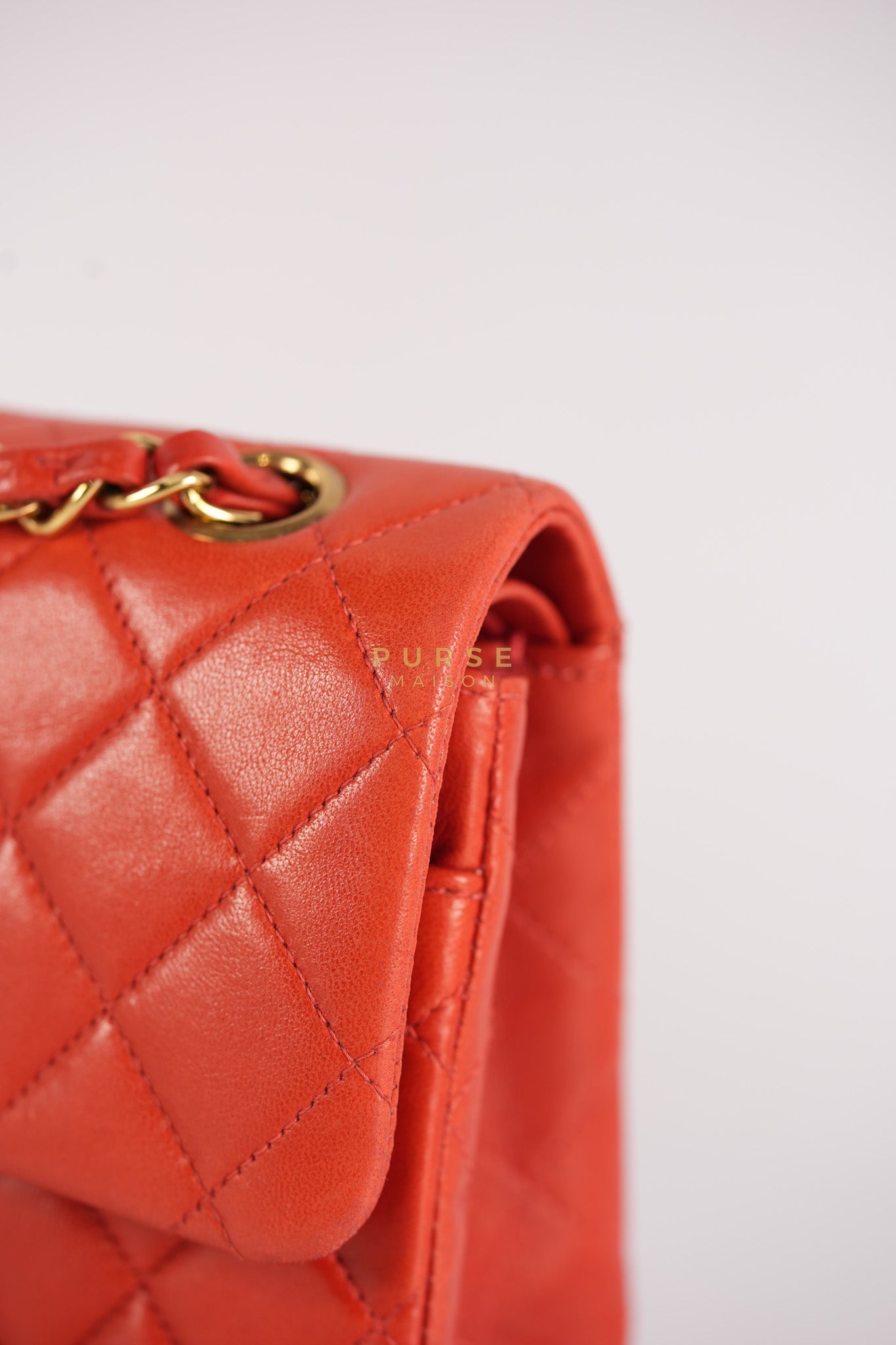Classic Double Flap Small Vintage in Red Lambskin Leather and 24k Gold Hardware Series 6 | Purse Maison Luxury Bags Shop