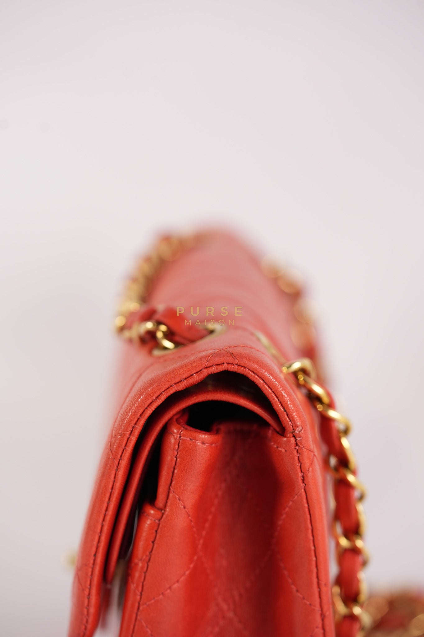 Classic Double Flap Small Vintage in Red Lambskin Leather and 24k Gold Hardware Series 6 | Purse Maison Luxury Bags Shop