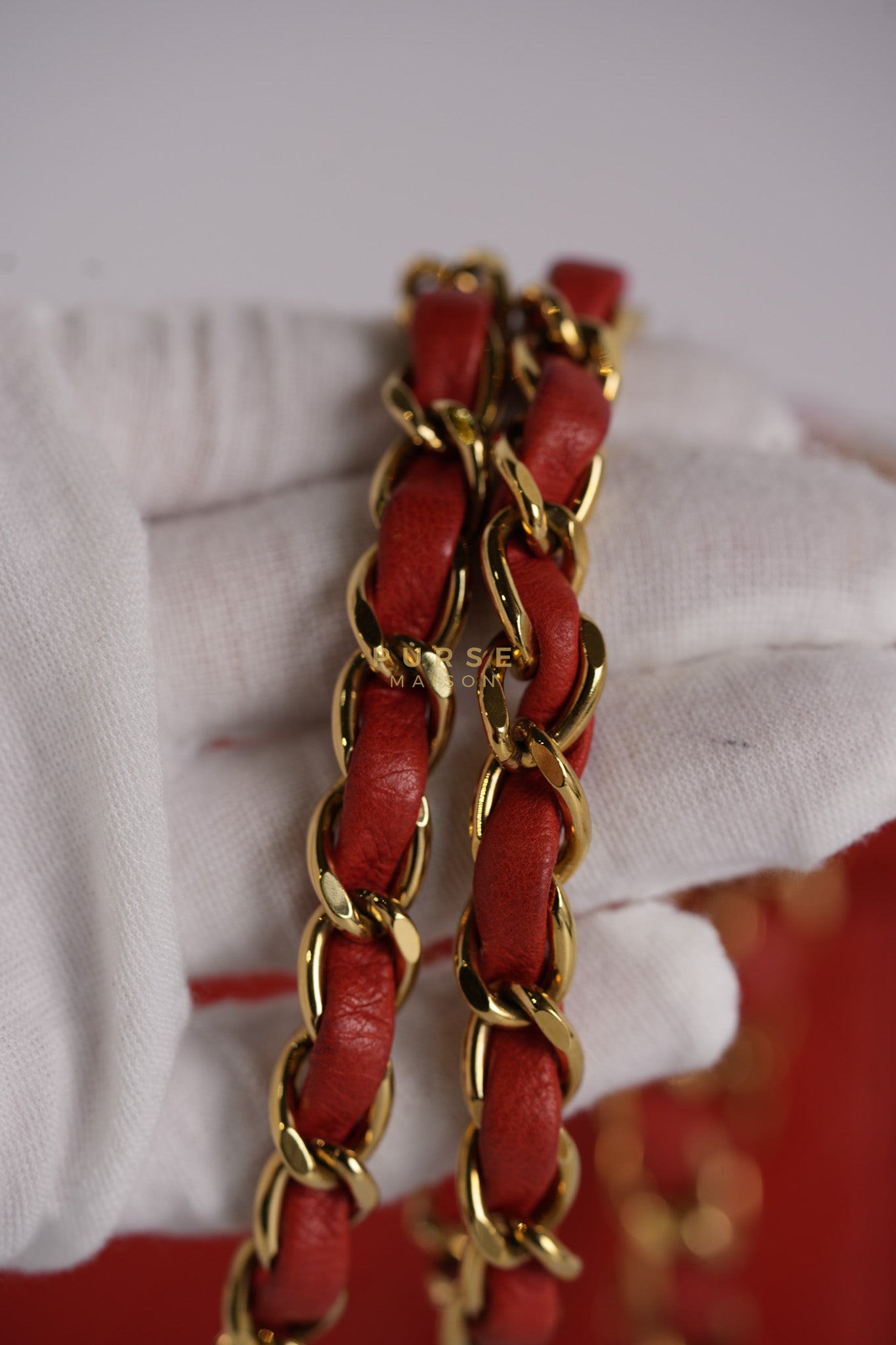 Classic Double Flap Small Vintage in Red Lambskin Leather and 24k Gold Hardware Series 6 | Purse Maison Luxury Bags Shop