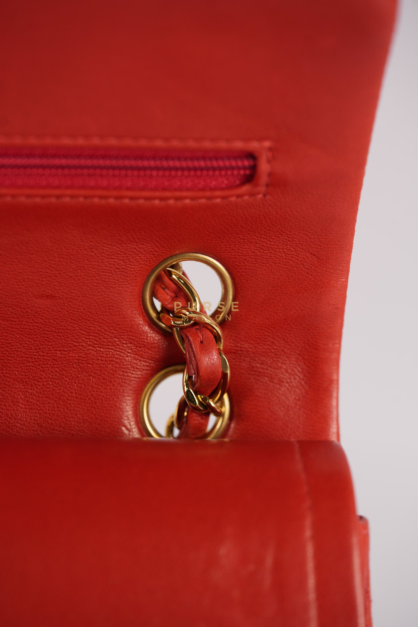 Classic Double Flap Small Vintage in Red Lambskin Leather and 24k Gold Hardware Series 6 | Purse Maison Luxury Bags Shop