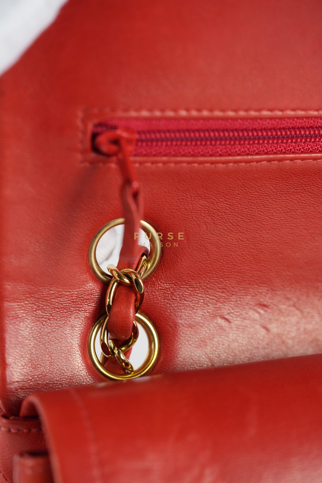 Classic Double Flap Small Vintage in Red Lambskin Leather and 24k Gold Hardware Series 6 | Purse Maison Luxury Bags Shop