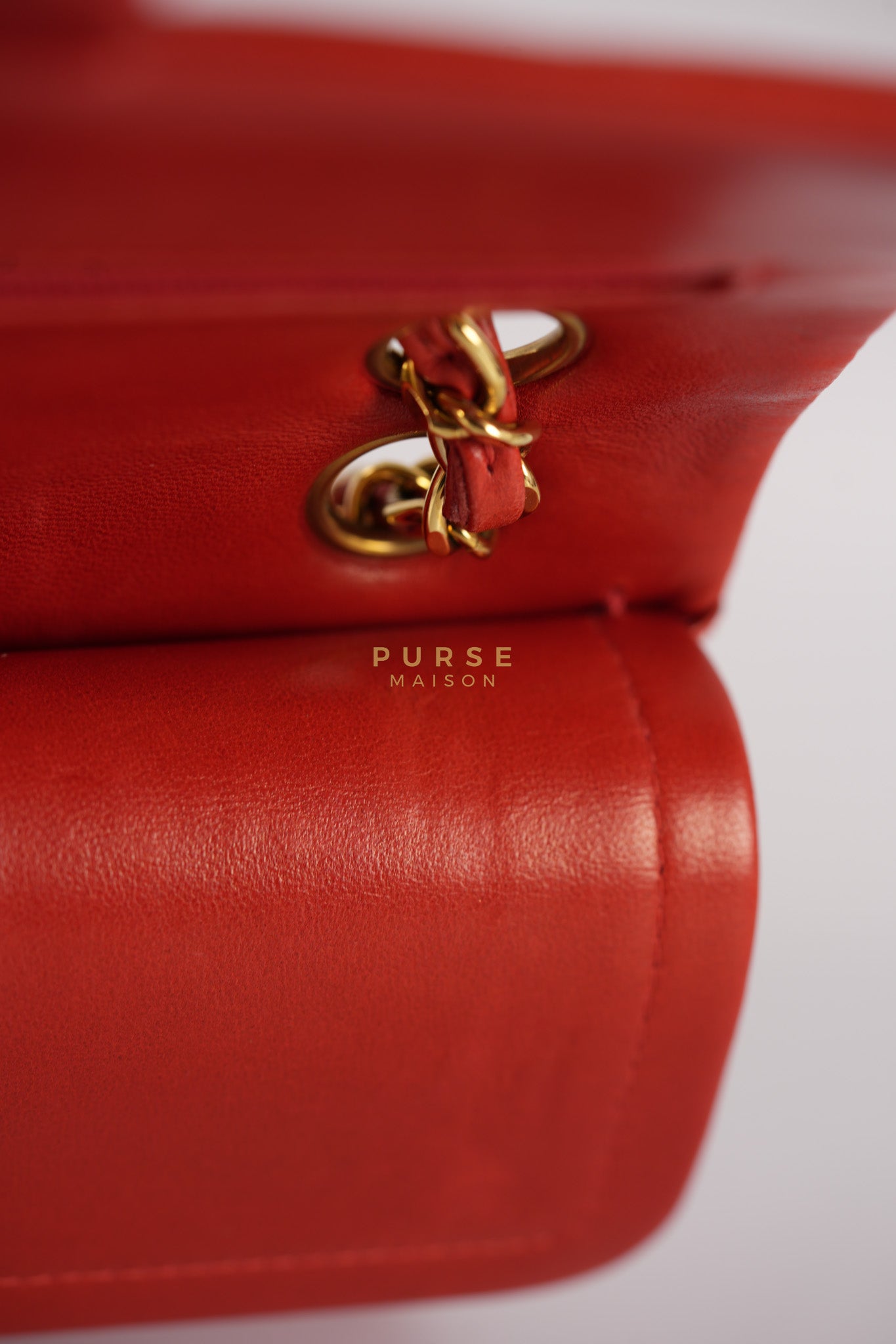 Classic Double Flap Small Vintage in Red Lambskin Leather and 24k Gold Hardware Series 6 | Purse Maison Luxury Bags Shop