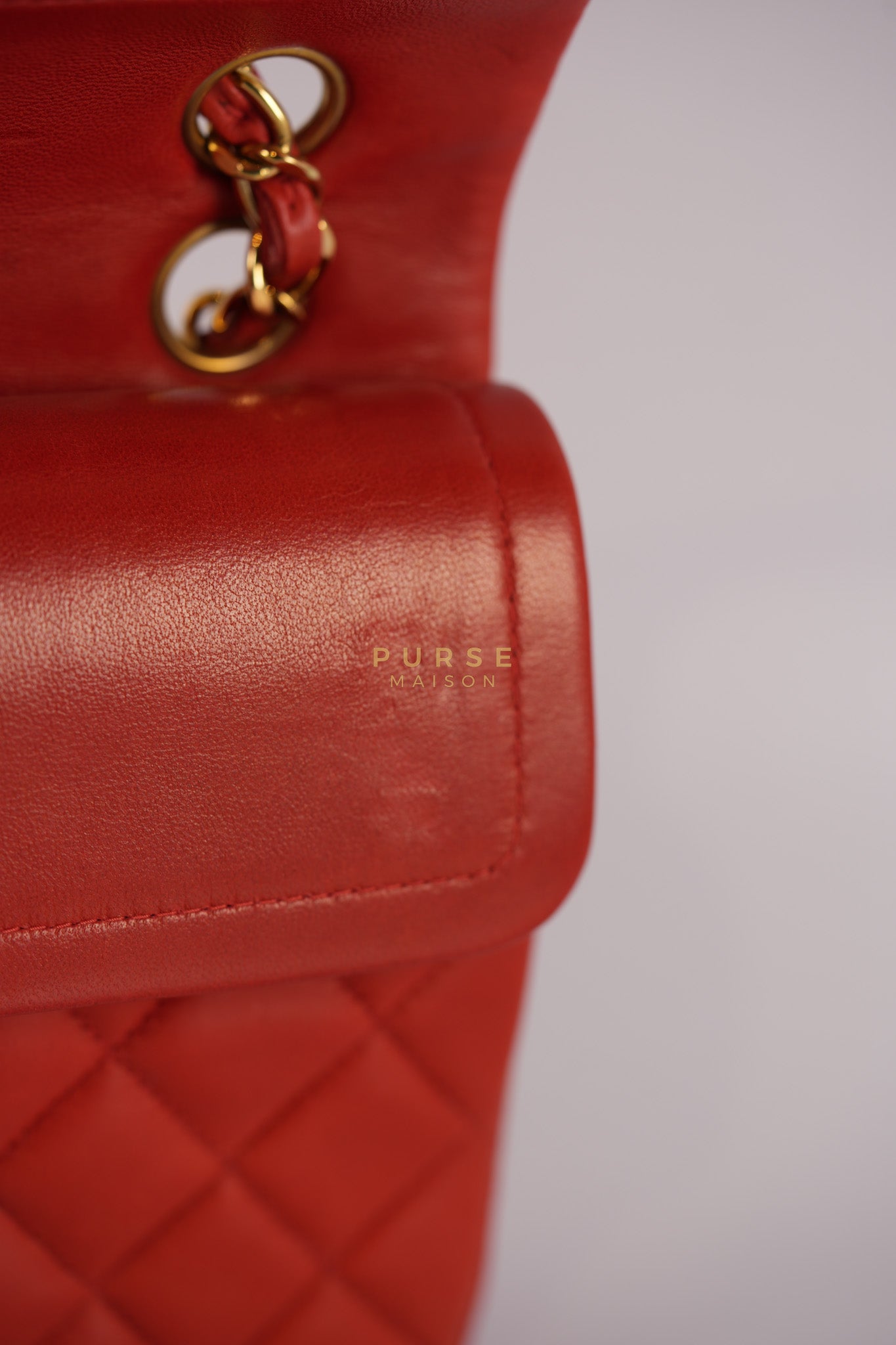 Classic Double Flap Small Vintage in Red Lambskin Leather and 24k Gold Hardware Series 6 | Purse Maison Luxury Bags Shop