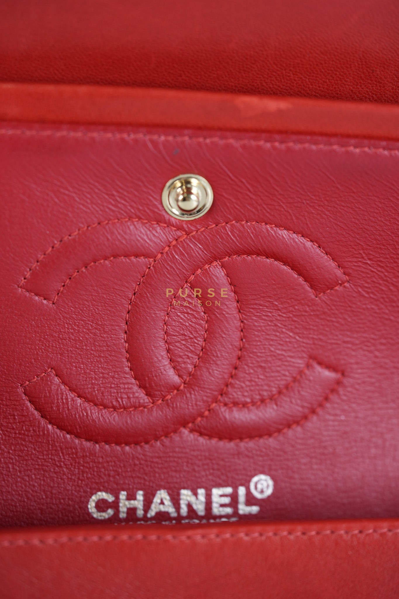 Classic Double Flap Small Vintage in Red Lambskin Leather and 24k Gold Hardware Series 6 | Purse Maison Luxury Bags Shop