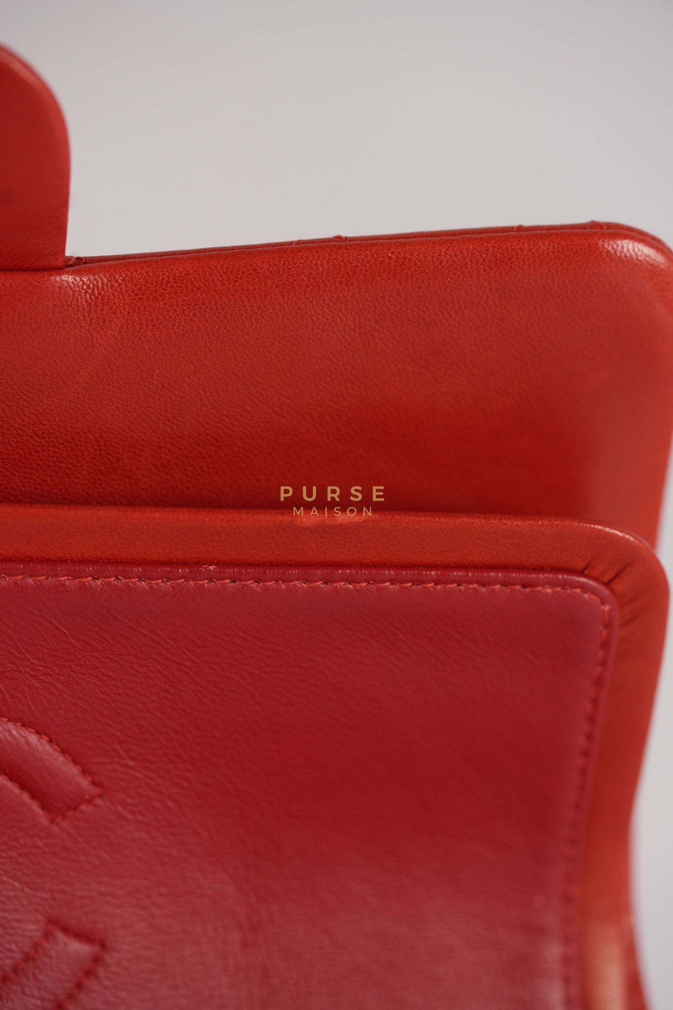 Classic Double Flap Small Vintage in Red Lambskin Leather and 24k Gold Hardware Series 6 | Purse Maison Luxury Bags Shop