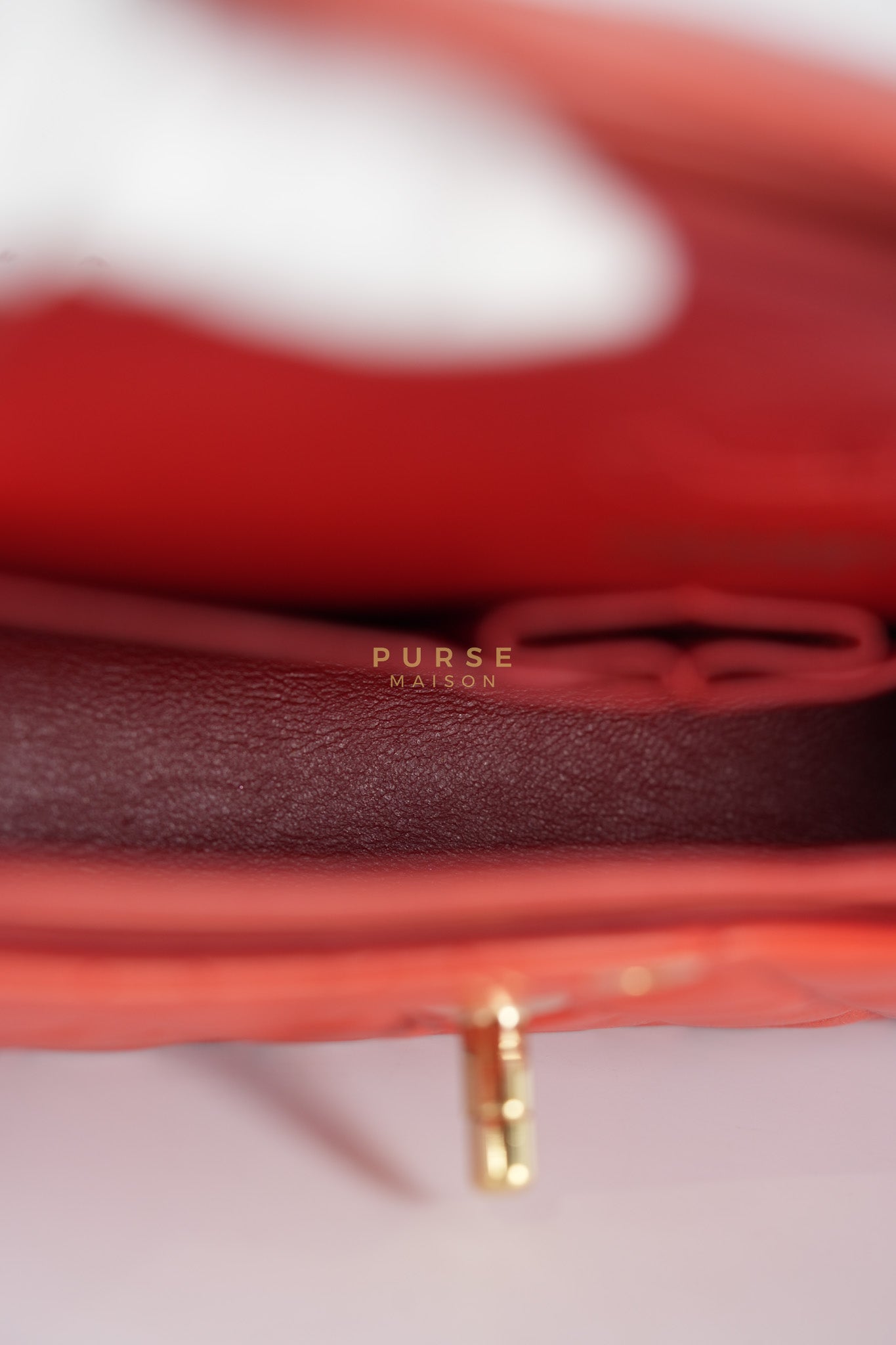 Classic Double Flap Small Vintage in Red Lambskin Leather and 24k Gold Hardware Series 6 | Purse Maison Luxury Bags Shop