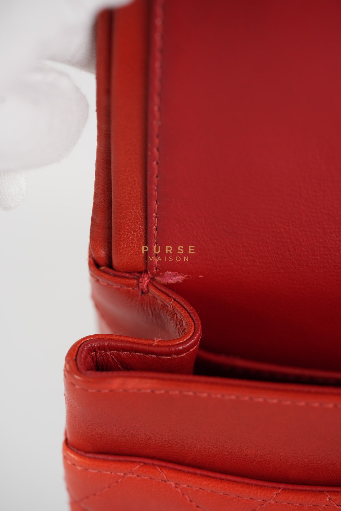 Classic Double Flap Small Vintage in Red Lambskin Leather and 24k Gold Hardware Series 6 | Purse Maison Luxury Bags Shop