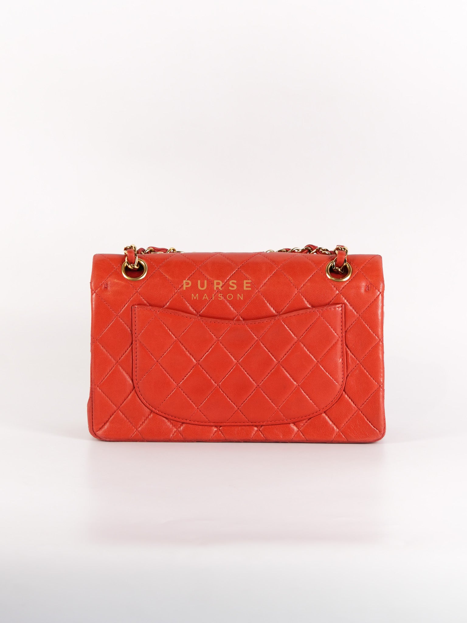 Classic Double Flap Small Vintage in Red Lambskin Leather and 24k Gold Hardware Series 6 | Purse Maison Luxury Bags Shop