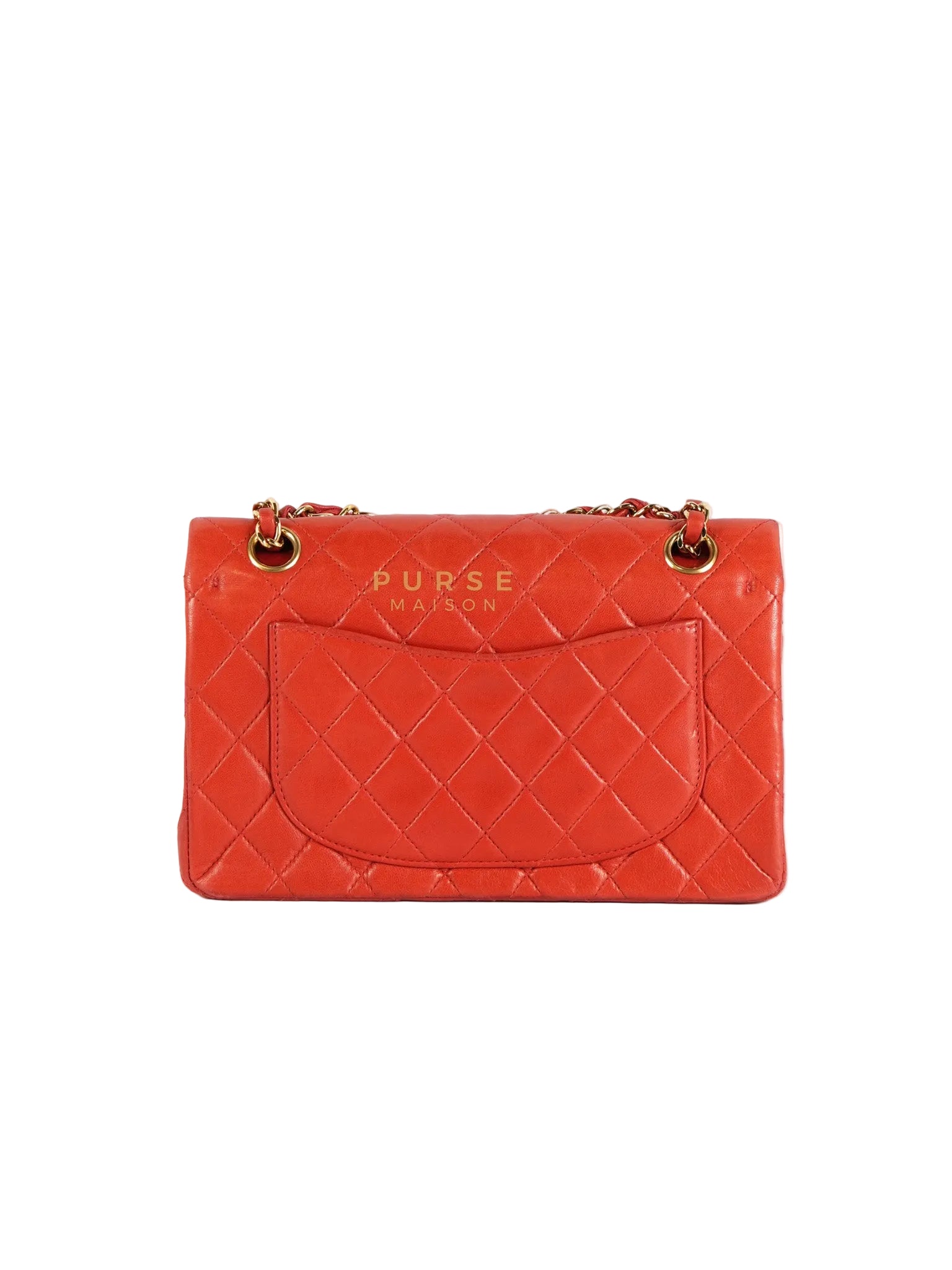 Classic Double Flap Small Vintage in Red Lambskin Leather and 24k Gold Hardware Series 6 | Purse Maison Luxury Bags Shop