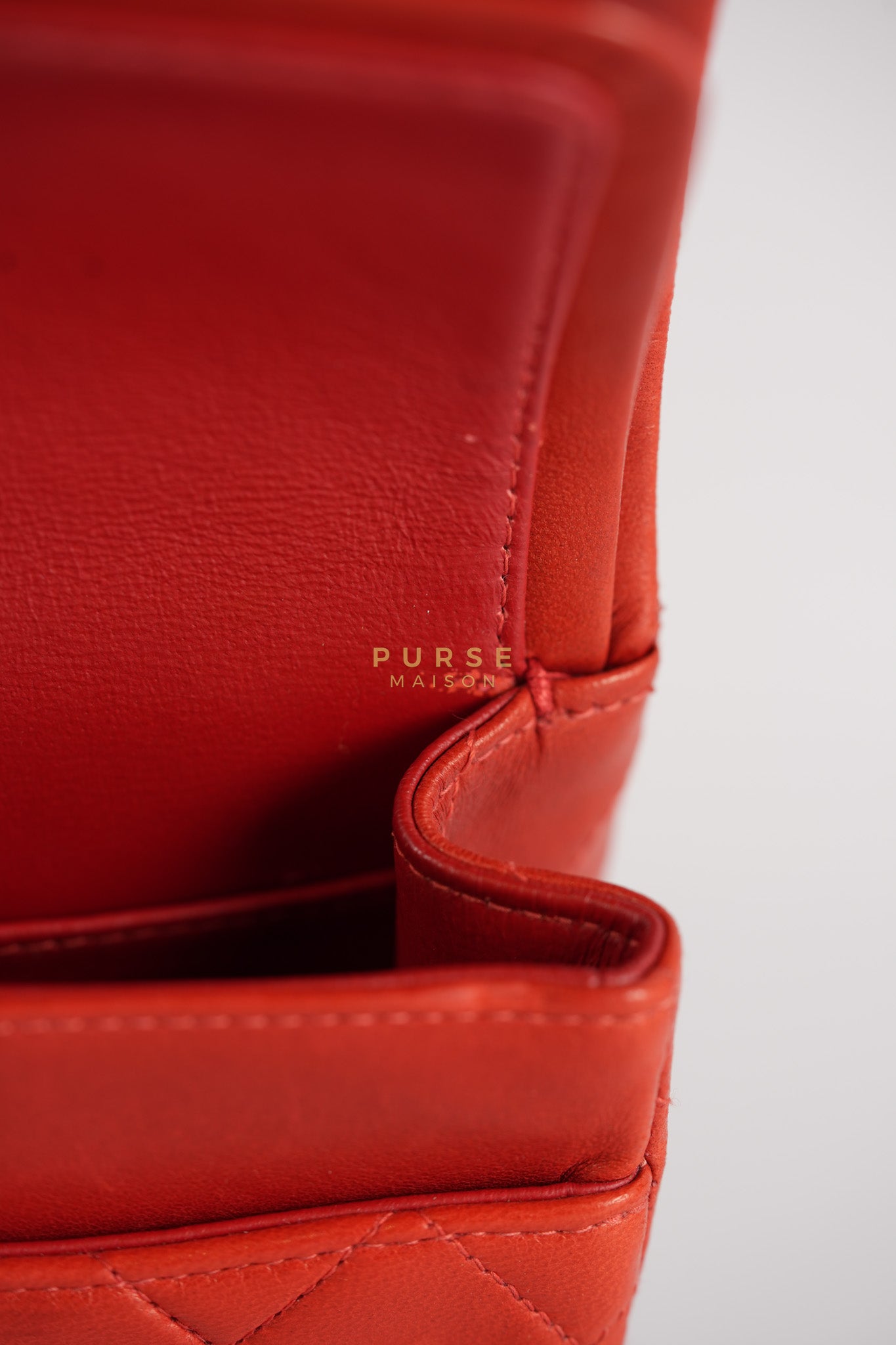 Classic Double Flap Small Vintage in Red Lambskin Leather and 24k Gold Hardware Series 6 | Purse Maison Luxury Bags Shop