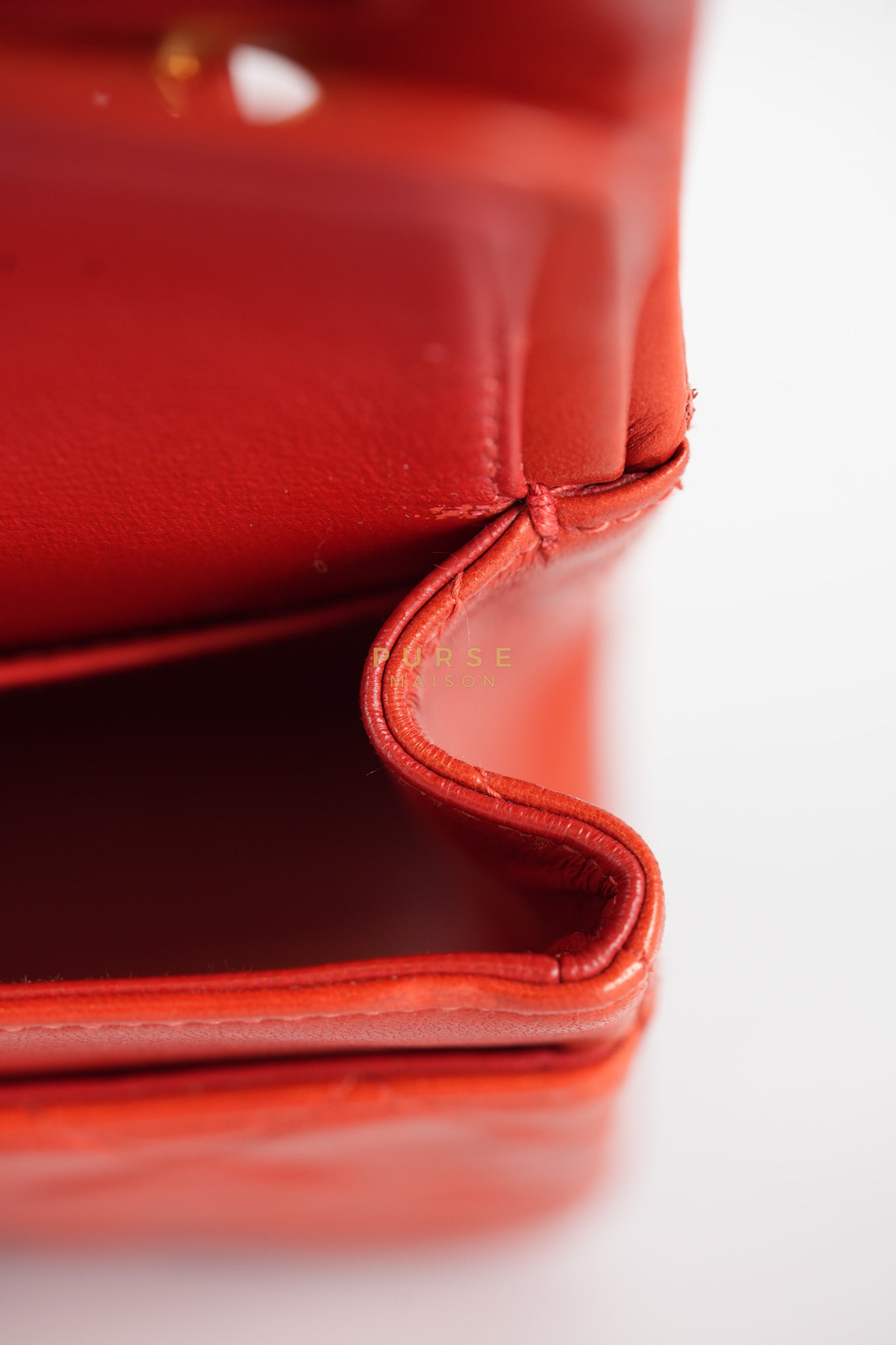 Classic Double Flap Small Vintage in Red Lambskin Leather and 24k Gold Hardware Series 6 | Purse Maison Luxury Bags Shop