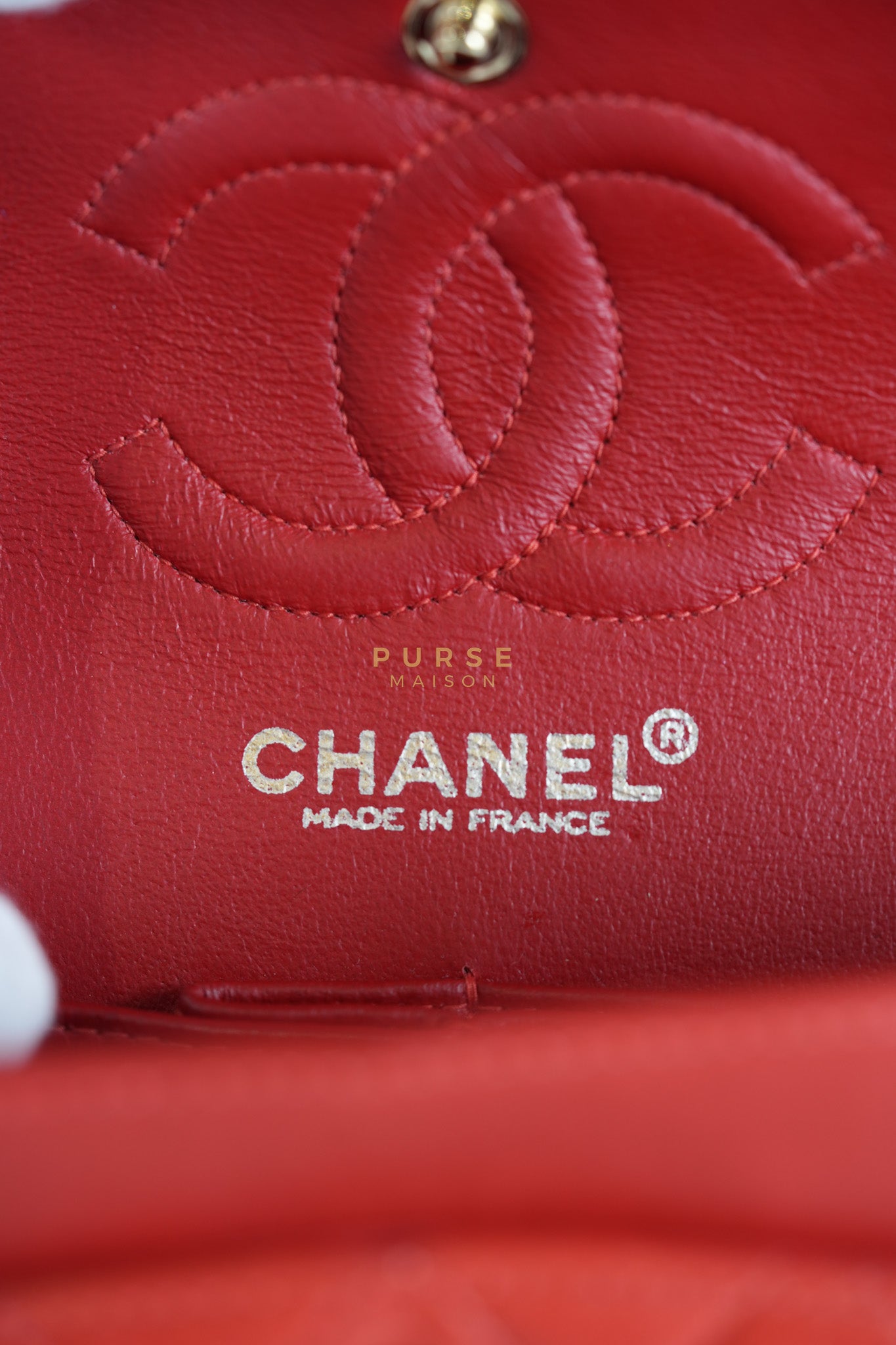 Classic Double Flap Small Vintage in Red Lambskin Leather and 24k Gold Hardware Series 6 | Purse Maison Luxury Bags Shop