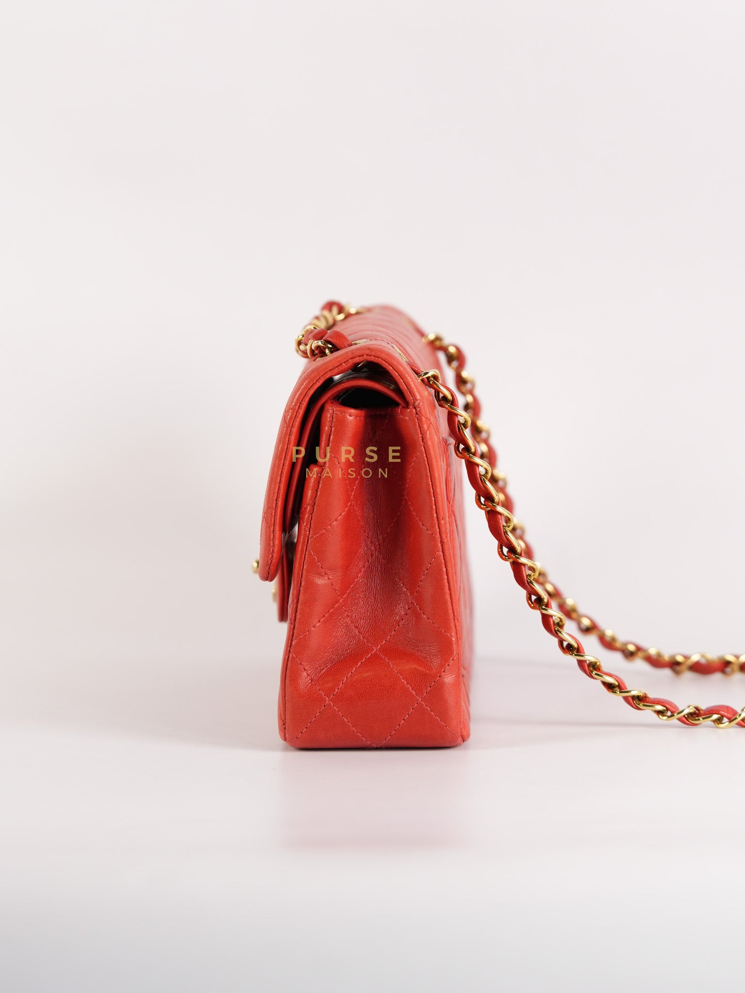 Classic Double Flap Small Vintage in Red Lambskin Leather and 24k Gold Hardware Series 6 | Purse Maison Luxury Bags Shop