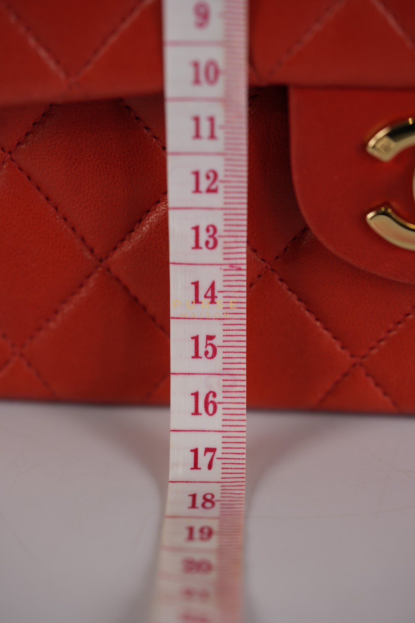 Classic Double Flap Small Vintage in Red Lambskin Leather and 24k Gold Hardware Series 6 | Purse Maison Luxury Bags Shop