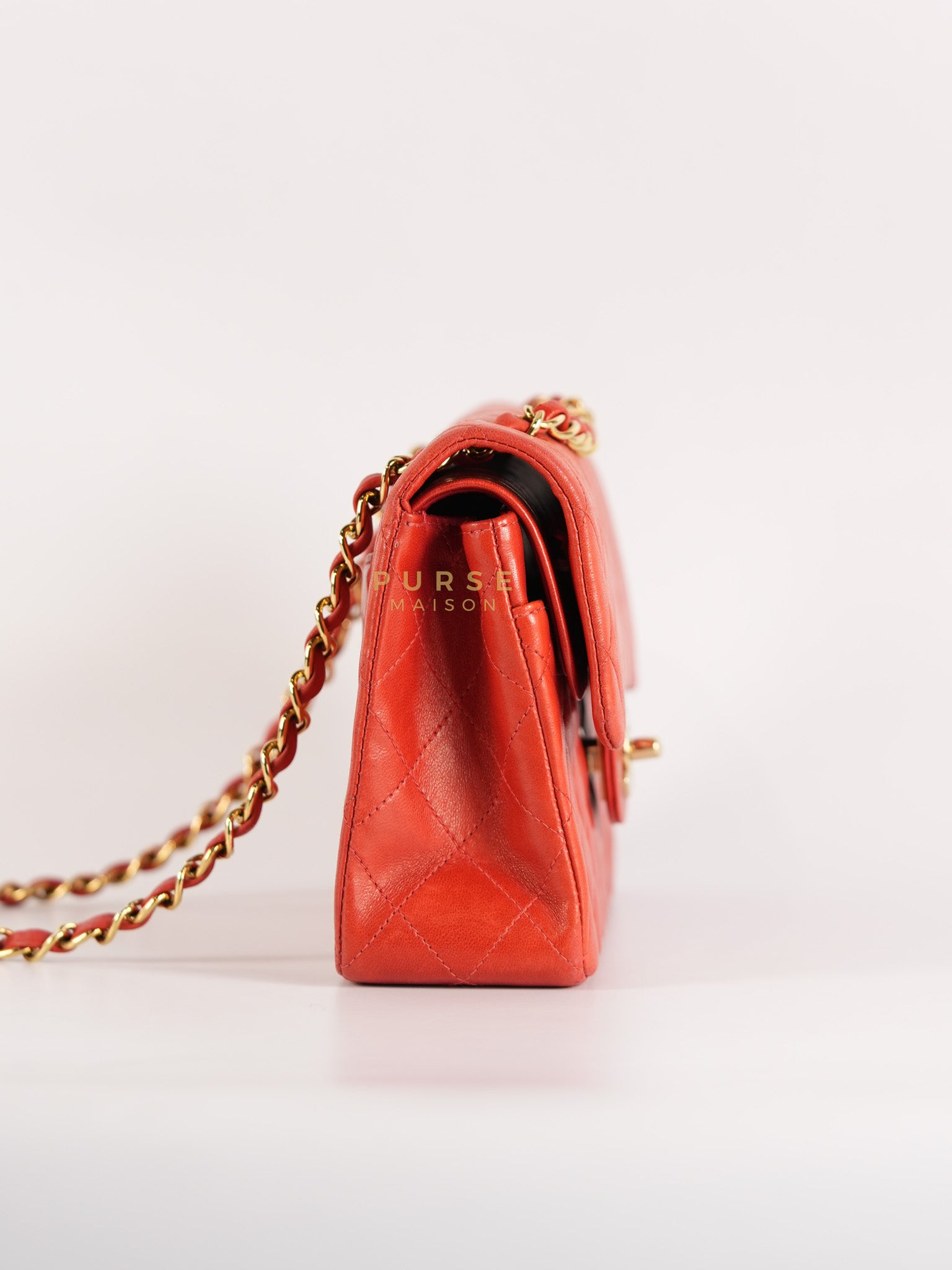 Classic Double Flap Small Vintage in Red Lambskin Leather and 24k Gold Hardware Series 6 | Purse Maison Luxury Bags Shop