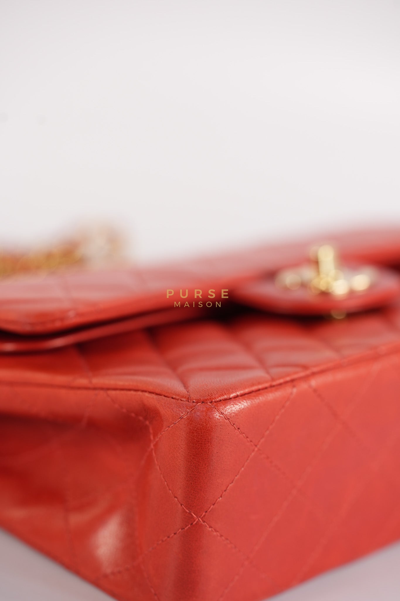 Classic Double Flap Small Vintage in Red Lambskin Leather and 24k Gold Hardware Series 6 | Purse Maison Luxury Bags Shop