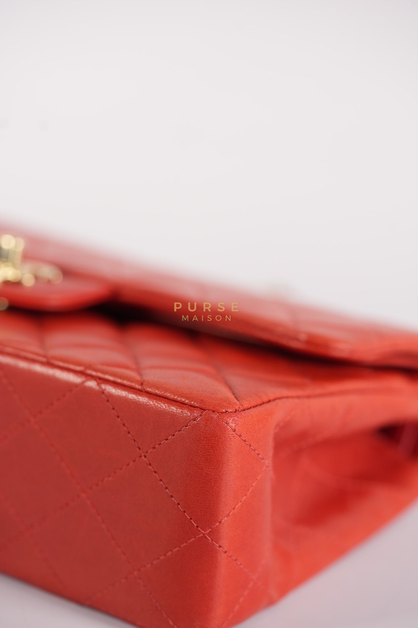 Classic Double Flap Small Vintage in Red Lambskin Leather and 24k Gold Hardware Series 6 | Purse Maison Luxury Bags Shop
