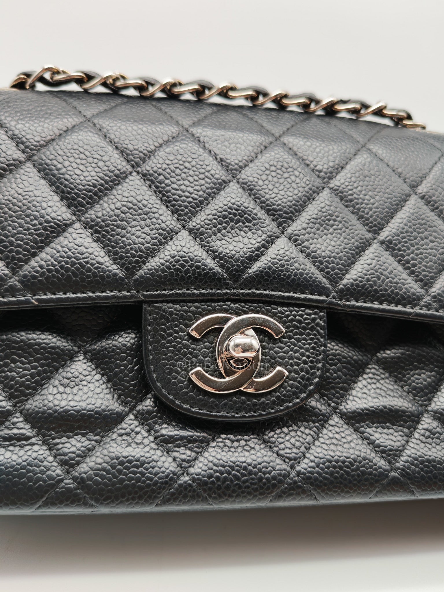 Classic Double Flap Vintage Small in Black Caviar Leather and Silver Hardware Series 6 | Purse Maison Luxury Bags Shop