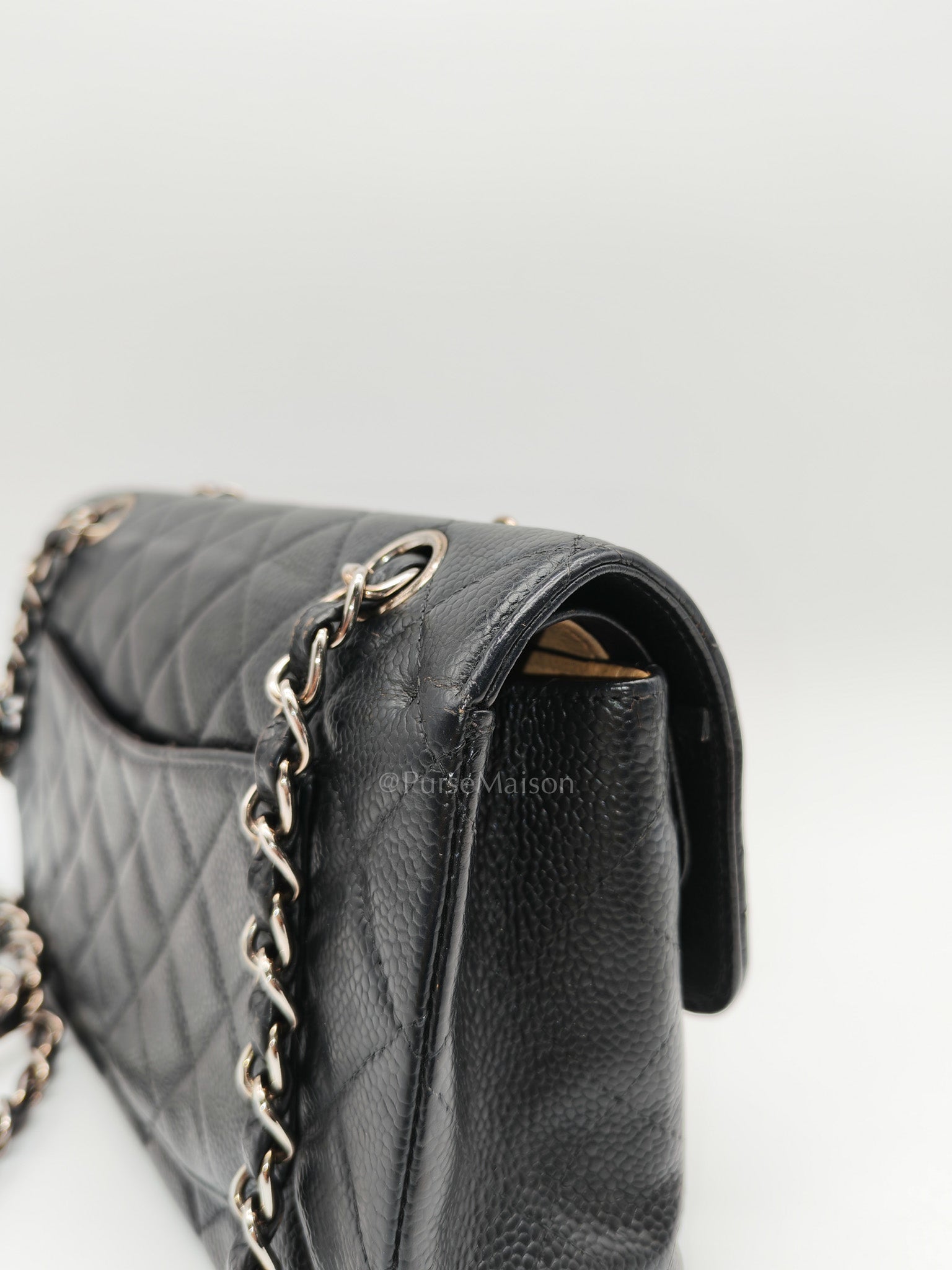 Classic Double Flap Vintage Small in Black Caviar Leather and Silver Hardware Series 6 | Purse Maison Luxury Bags Shop