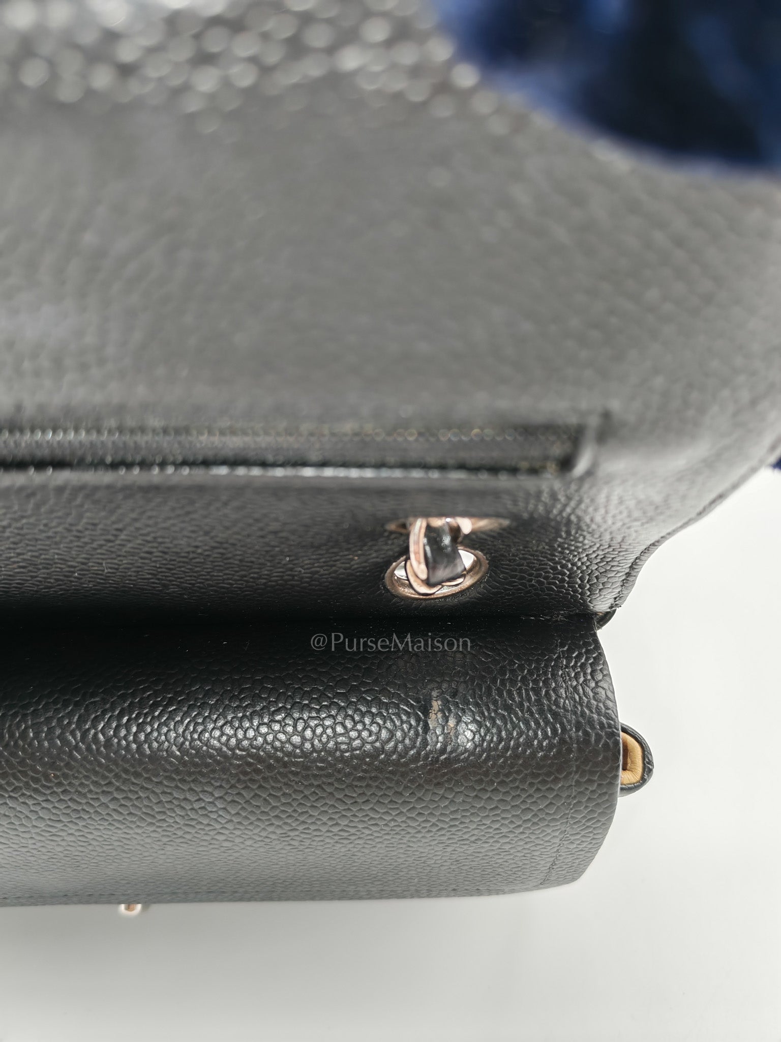 Classic Double Flap Vintage Small in Black Caviar Leather and Silver Hardware Series 6 | Purse Maison Luxury Bags Shop