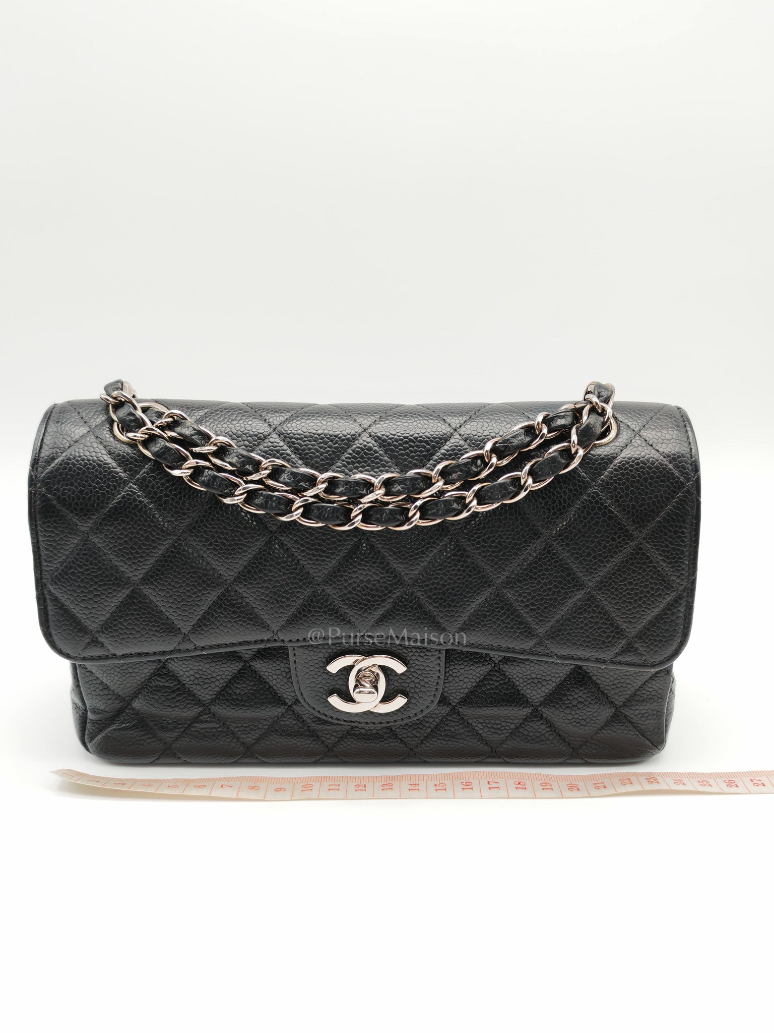 Classic Double Flap Vintage Small in Black Caviar Leather and Silver Hardware Series 6 | Purse Maison Luxury Bags Shop