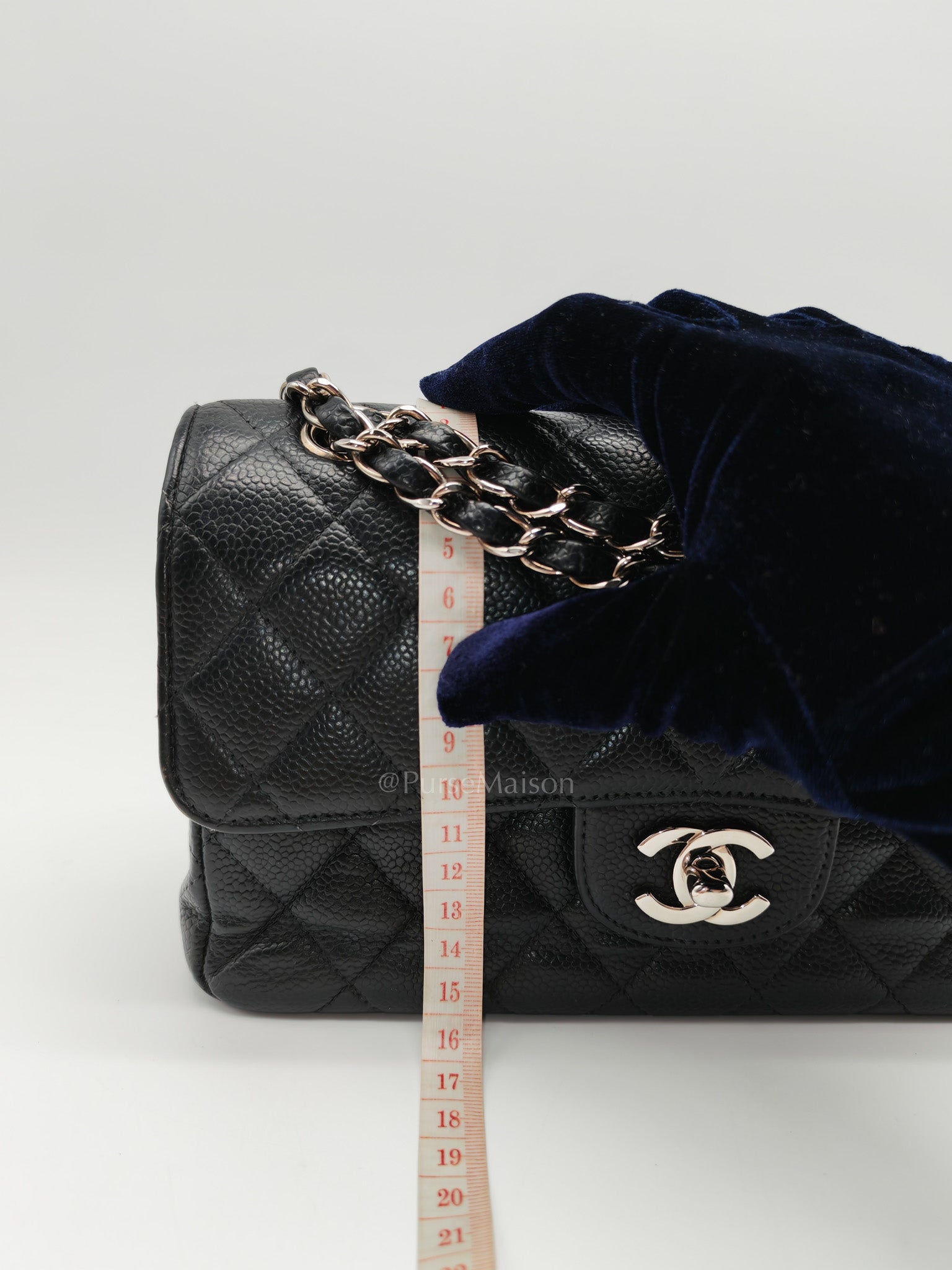 Classic Double Flap Vintage Small in Black Caviar Leather and Silver Hardware Series 6 | Purse Maison Luxury Bags Shop