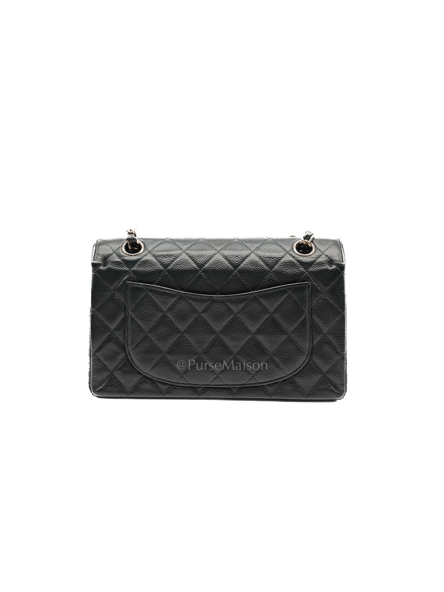 Classic Double Flap Vintage Small in Black Caviar Leather and Silver Hardware Series 6 | Purse Maison Luxury Bags Shop