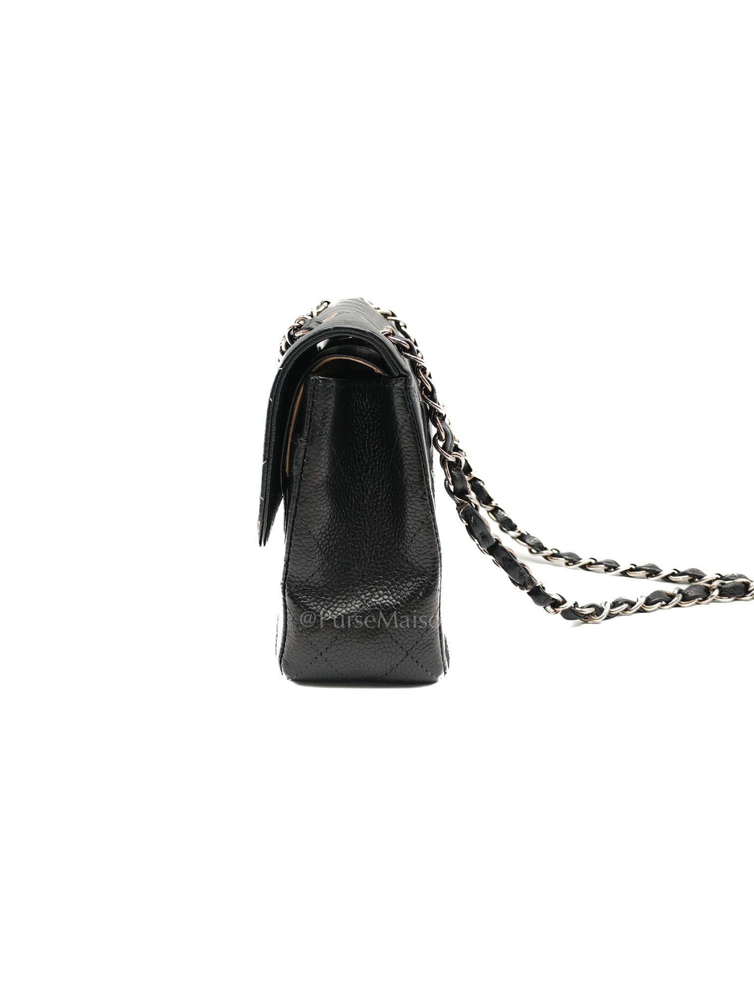 Classic Double Flap Vintage Small in Black Caviar Leather and Silver Hardware Series 6 | Purse Maison Luxury Bags Shop