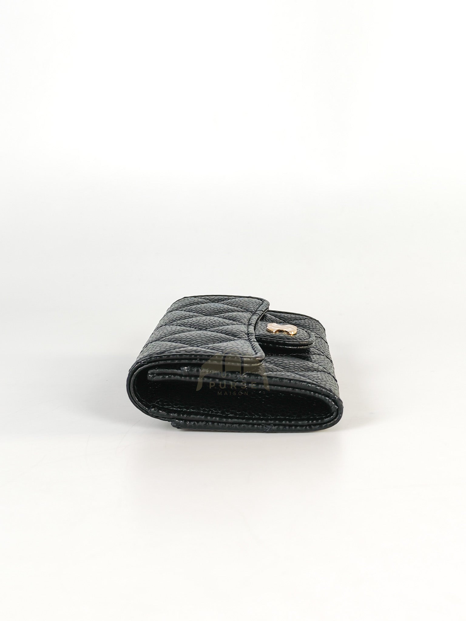 Classic Flap Card Holder in Black Caviar Leather Gold Hardware Microchip(ANG7KA21) | Purse Maison Luxury Bags Shop